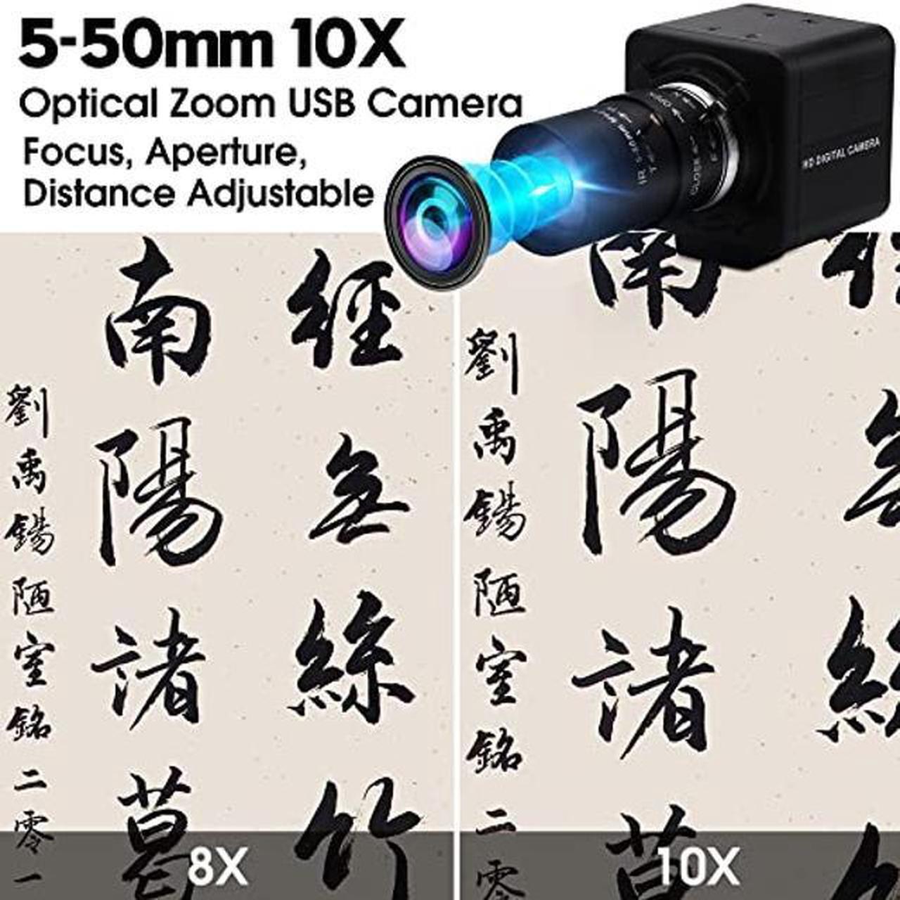 Alt view image 2 of 5 - IFWATER USB Camera 4K Ultra HD 5-50mm Zoom Manual Lens USB Web Camera,2160P USB Camera with IMX317 Sensor,10X Varifocus Camera Close-up USB Webcam Supports for Window/Linux/Raspberry Pi,Built-in Mic