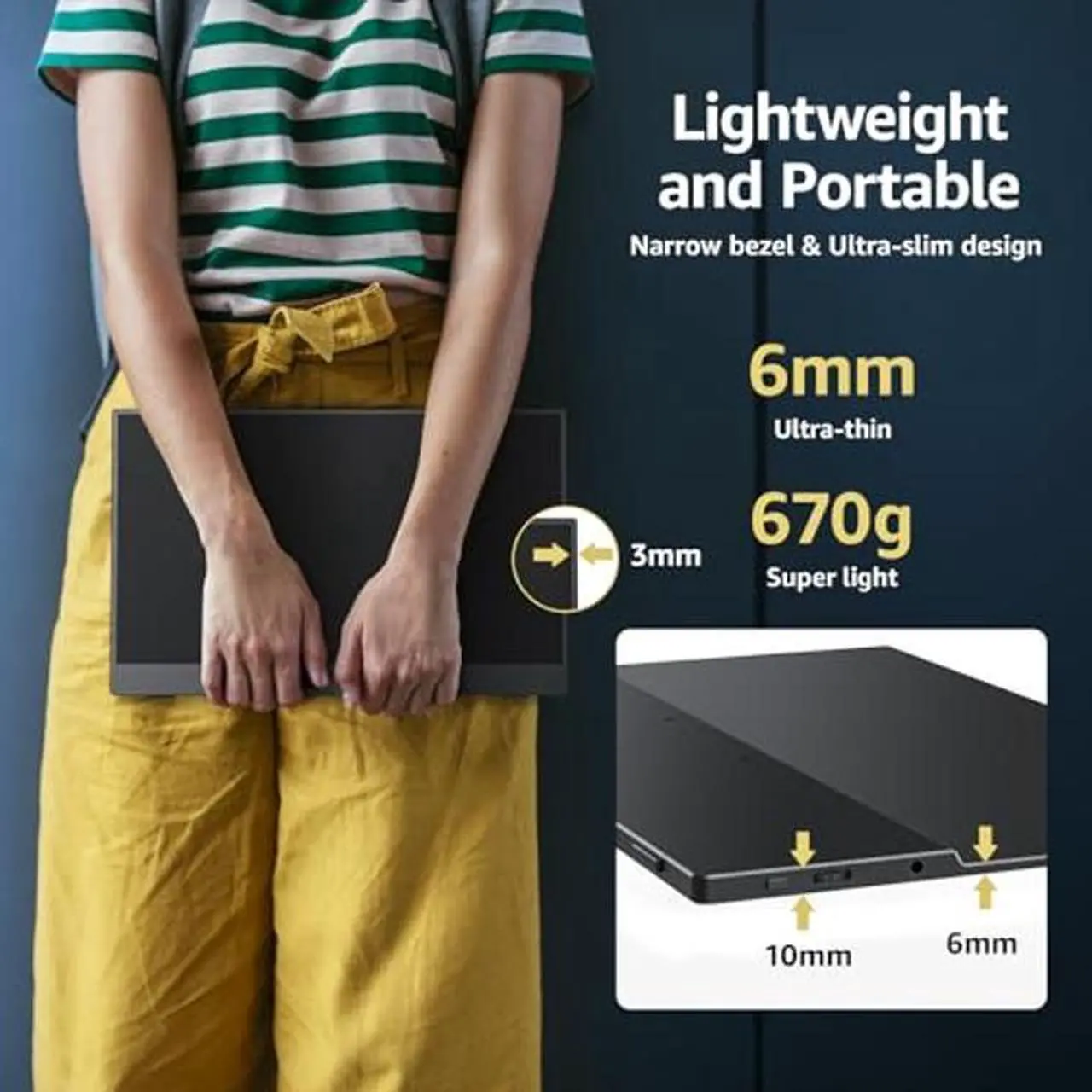 Alt view image 2 of 5 - cocopar Portable Monitor 15.6 Inch 1080P Travel Monitor with Speaker HDMI USB-C External Monitor for Laptop MacBook Surface PC Xbox PS5 Switch, with Cover Stand VESA