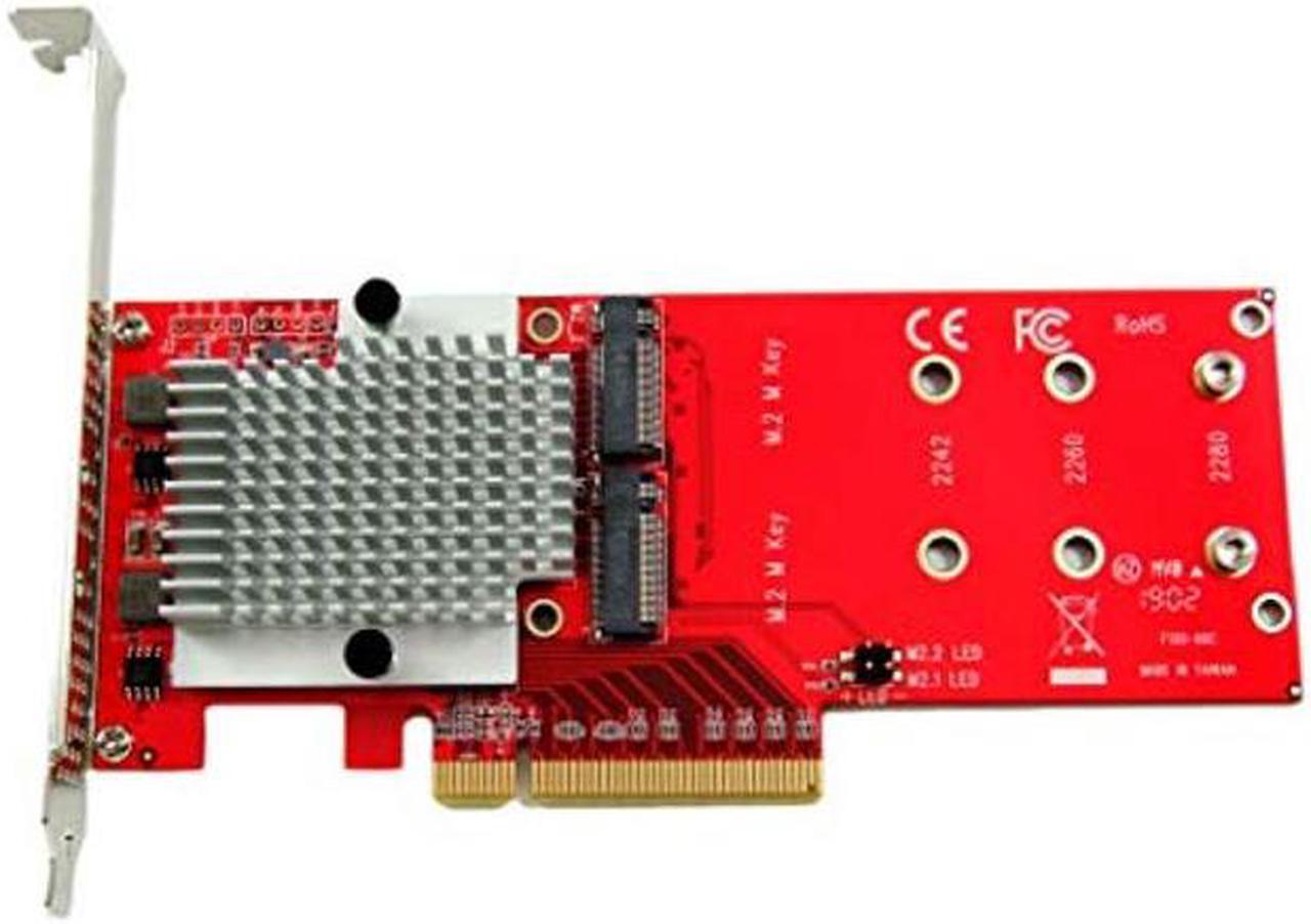 Alt view image 4 of 5 - Ableconn PEXM2-130 Dual M.2 PCIe NVMe SSD Adapter Card - PCI Express 3.0 x8 / x16 Support 2X M.2 NGFF (M-Key) PCIe NVMe SSD for Mac & PC (ASMedia ASM2824 Switch) - PCIe NVMe Adapter Dual