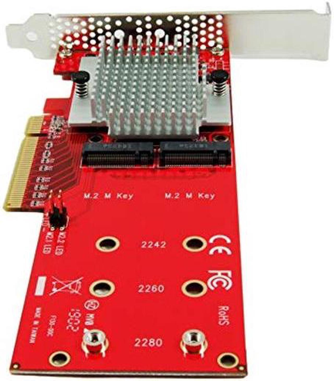 Alt view image 5 of 5 - Ableconn PEXM2-130 Dual M.2 PCIe NVMe SSD Adapter Card - PCI Express 3.0 x8 / x16 Support 2X M.2 NGFF (M-Key) PCIe NVMe SSD for Mac & PC (ASMedia ASM2824 Switch) - PCIe NVMe Adapter Dual