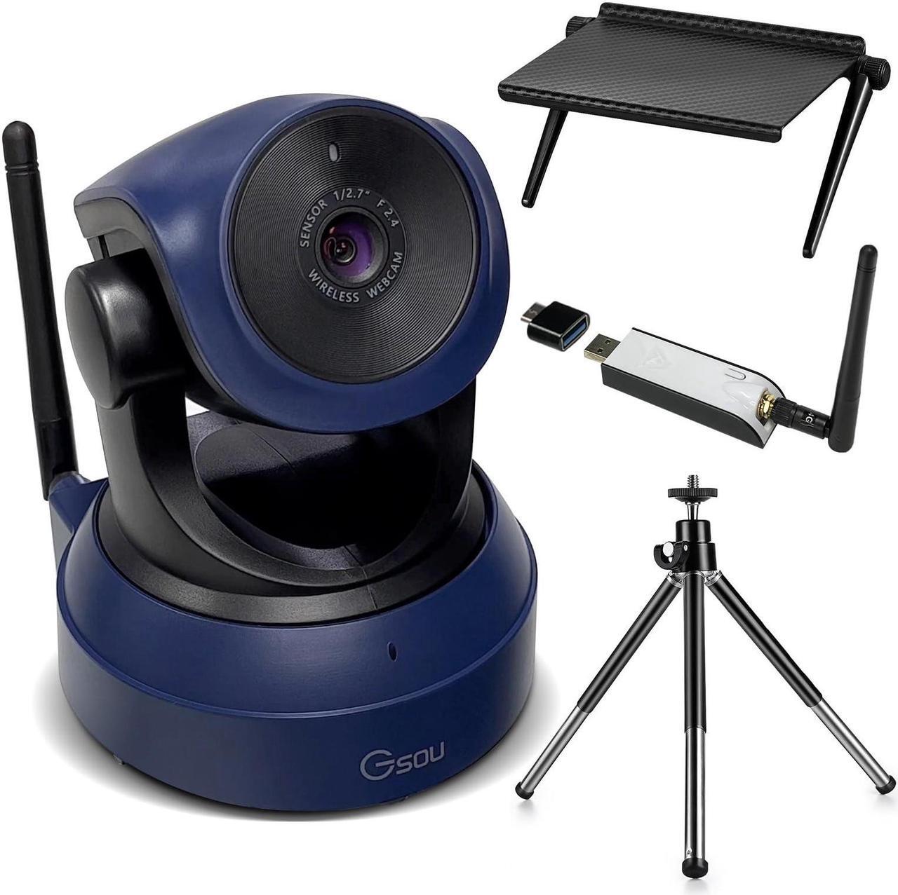 Main image of Gsou Wireless Webcam/Wireless Streaming Camera, 1080P HD Webcam/USB Plug and Play Webcam for Zoom Meeting,Skype,OBS(with Mini Tripod Stand), Angle Adjustable Computer Camera for PC/Mac/Laptop/MacBook