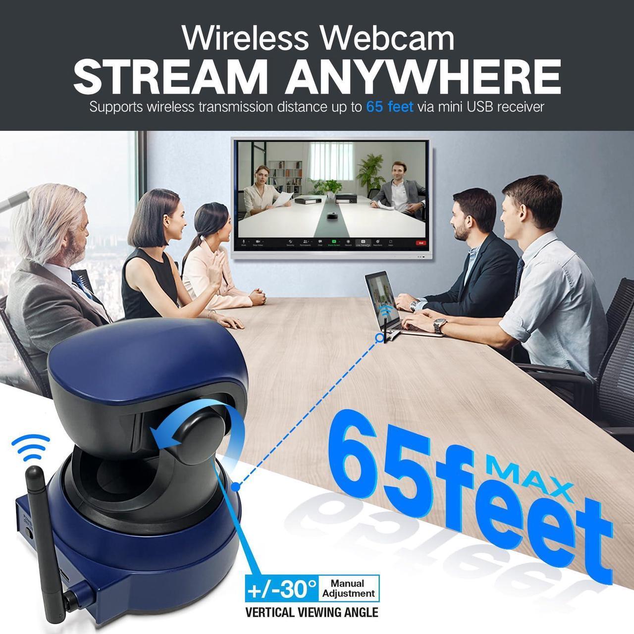 Alt view image 4 of 5 - Gsou Wireless Webcam/Wireless Streaming Camera, 1080P HD Webcam/USB Plug and Play Webcam for Zoom Meeting,Skype,OBS(with Mini Tripod Stand), Angle Adjustable Computer Camera for PC/Mac/Laptop/MacBook