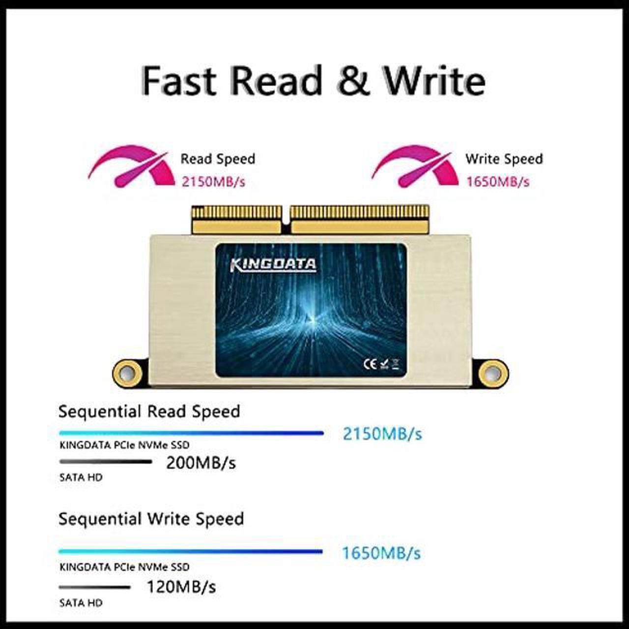 Alt view image 4 of 5 - KINGDATA SSD for MacBook 1TB NVMe PCIe Gen3x4 M.2, Internal Solid State Drive Upgrade for MacBook Pro A1708 (2016-2017)
