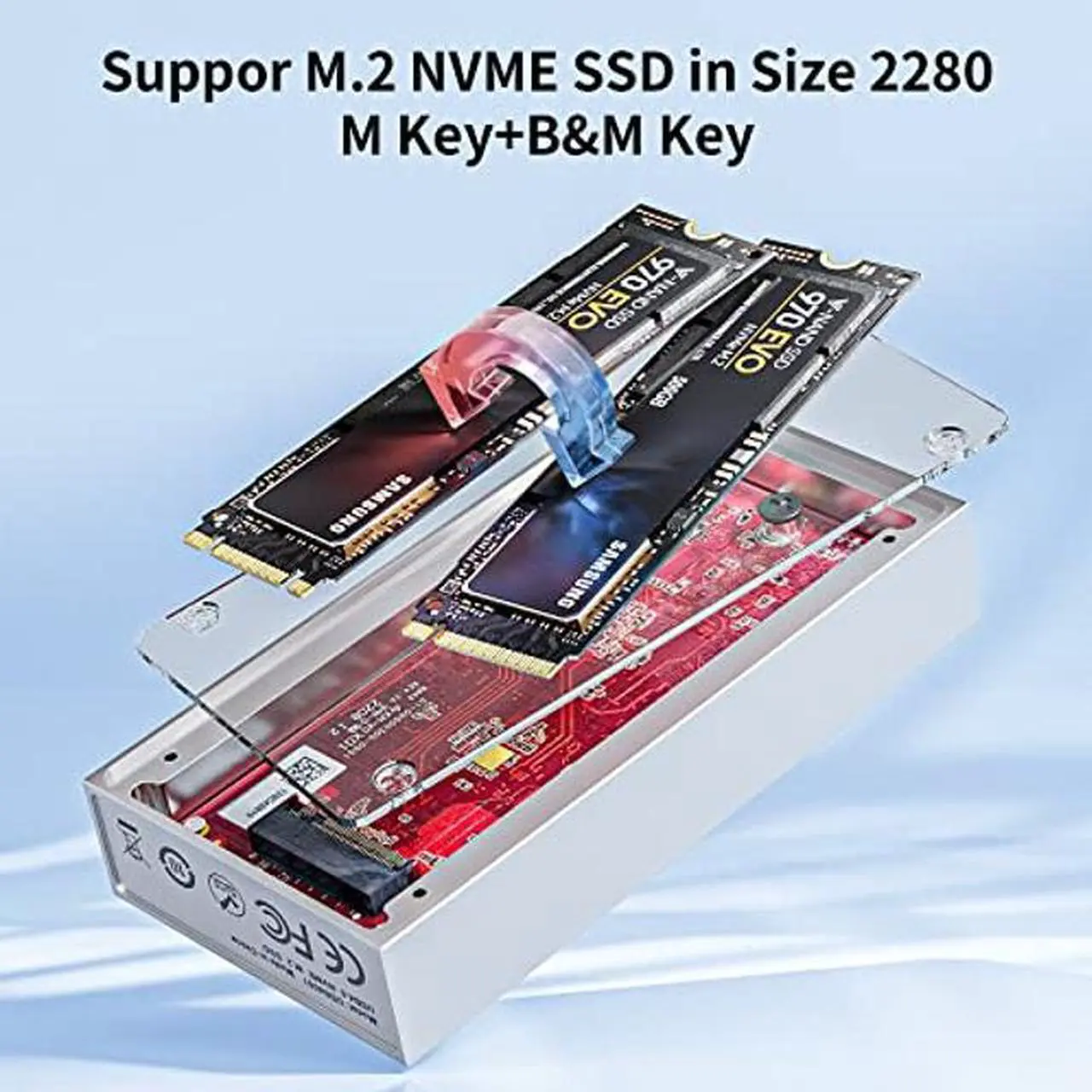 Alt view image 4 of 5 - ALYYDBG Aluminum 40Gbps M.2 NVMe SSD Enclosure, 8TB USB-C External Hard Drive for M1 M2 Pro/Max, Support 2280 B&M+M-Key PCIe, Compatible Thunderbolt 3/4 USB 4/3.2/3.1/3.0/2.0