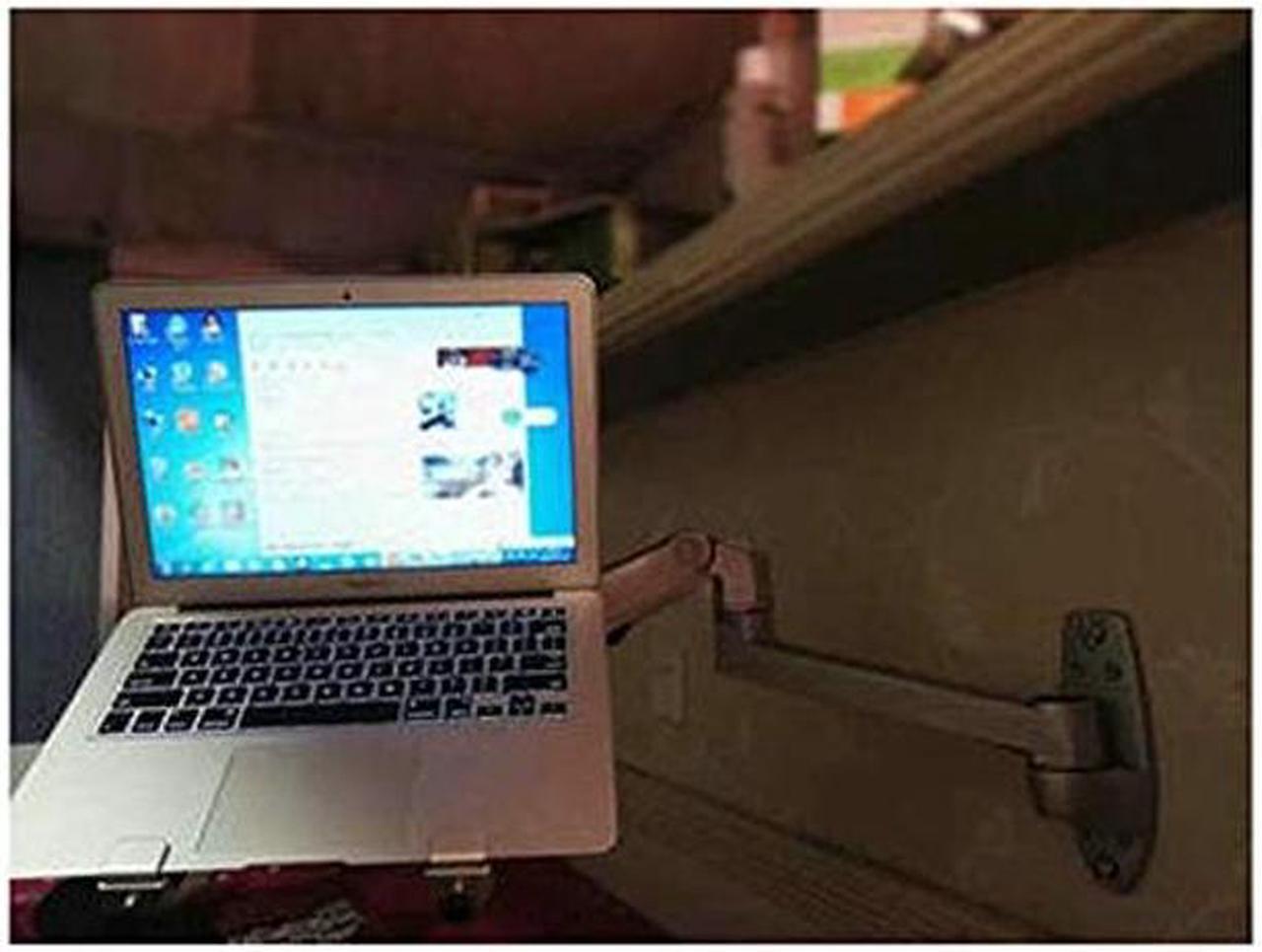 Alt view image 2 of 5 - XSJ8013WT Wall Mount Laptop Holder Ultra Long Arm Aluminum Mechanical Spring Full Motion Laptop Mount Arm Monitor Holder Lapdesk (Silver)