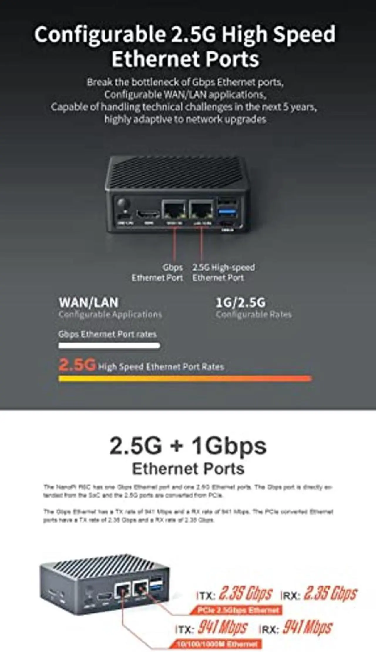 Alt view image 3 of 5 - youyeetoo NanoPi R6C Mini Router with Metal Case and PD Power, RK3588S, 2.5G+1 Gbps Ethernet Ports/HDMI 2.1, Support OpenWRT/Docker for VPN NAS IOT Smart Home Gateway (8GB LPDDR4X 32GB eMMC)