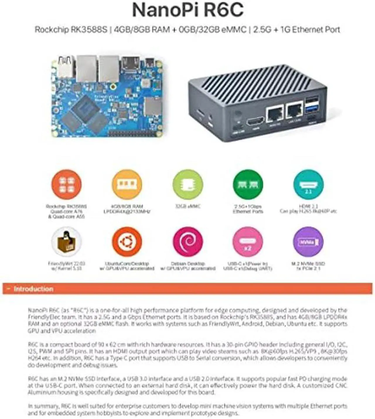 Alt view image 2 of 5 - youyeetoo NanoPi R6C Mini Router with Metal Case and PD Power, RK3588S, 2.5G+1 Gbps Ethernet Ports/HDMI 2.1, Support OpenWRT/Docker for VPN NAS IOT Smart Home Gateway (8GB LPDDR4X 32GB eMMC)