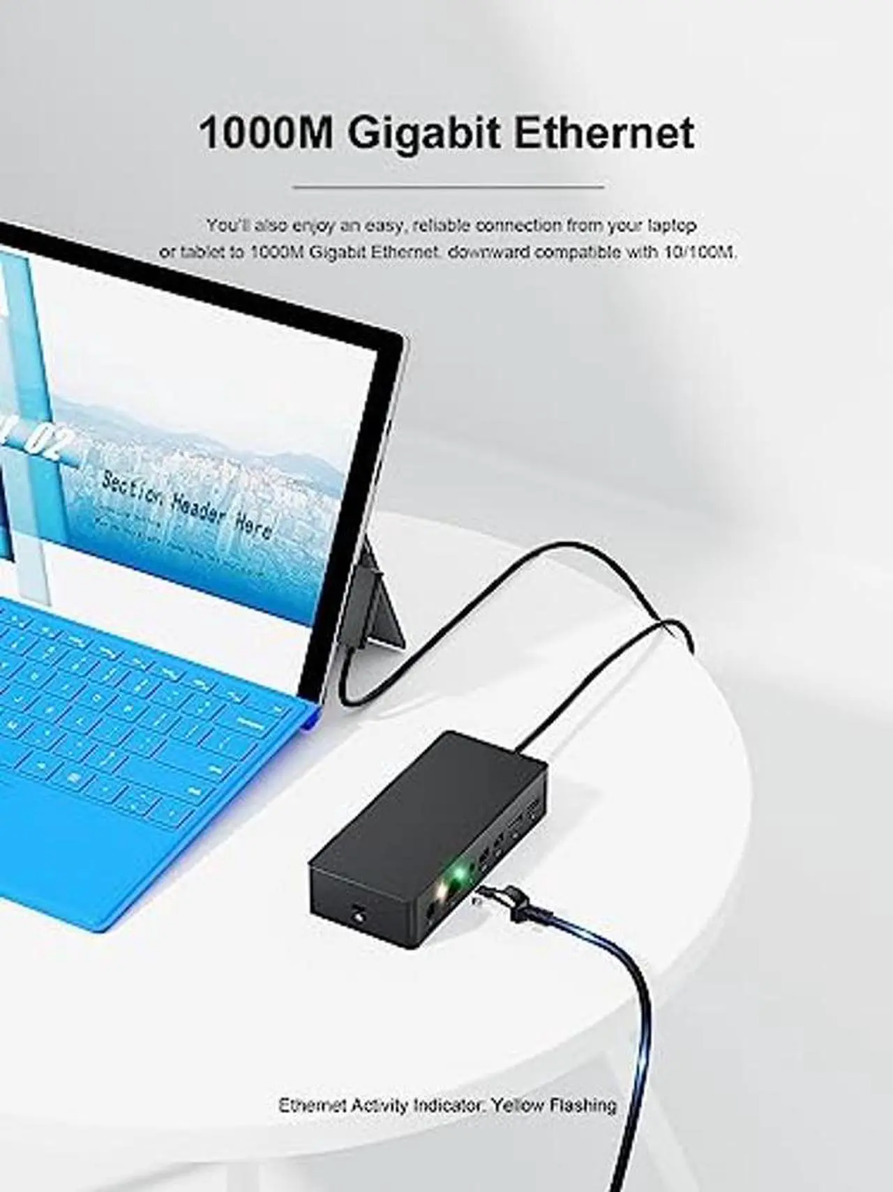 Alt view image 4 of 4 - Surface Pro Docking Station,Surface Dock with 90W Power Supply,Gigabit Ethernet,Mini DP*2,USB 3.0 * 4,Audio Compatible with Surface Pro 9/8/7/X/6/4/3,Surface Book,Surface Go,Surface Laptop/Laptop go