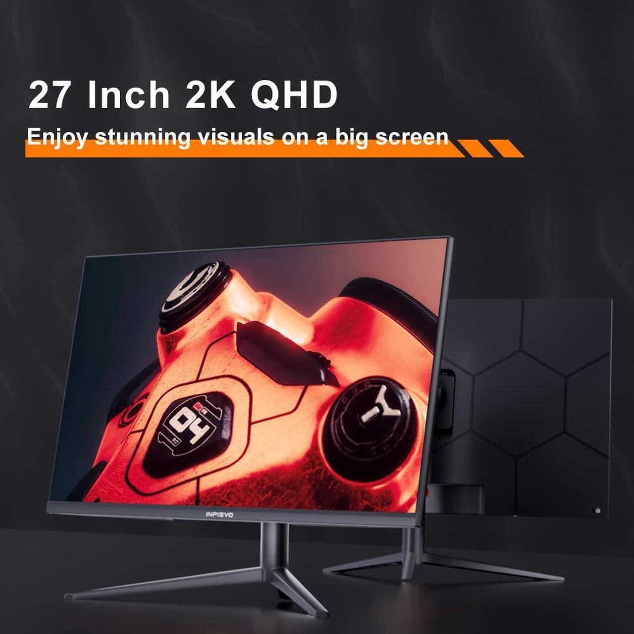 Alt view image 2 of 5 - INFIEVO Gaming Monitor 27 Inch QHD 1440P Computer Monitor 165Hz VA 1ms Built-in Speakers, FreeSync, Ultra-Thin PC Monitor, VESA Compatible, Tilt Adjustable, Liftable Stand, Eye Care, HDMI X2 /DP