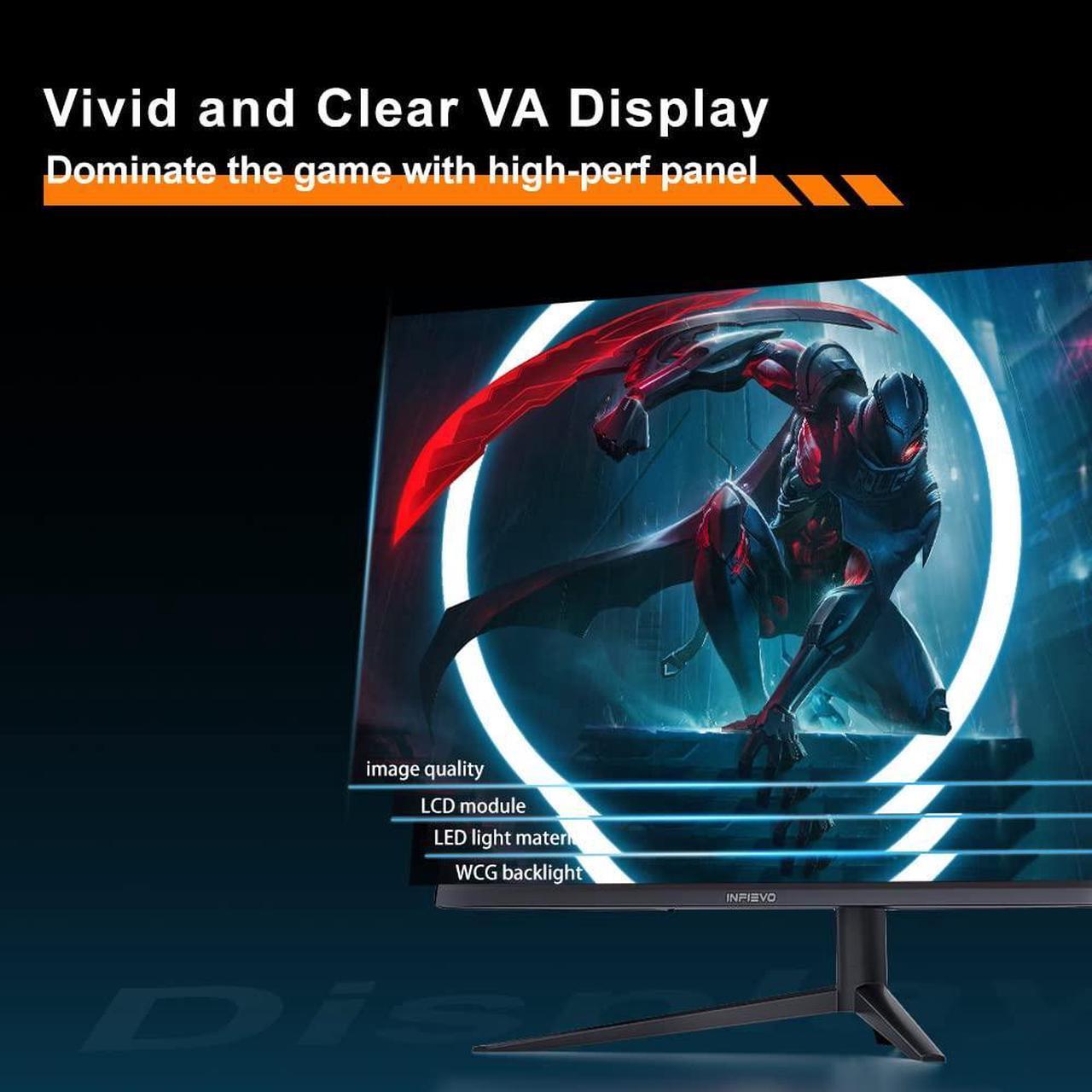 Alt view image 4 of 5 - INFIEVO Gaming Monitor 27 Inch QHD 1440P Computer Monitor 165Hz VA 1ms Built-in Speakers, FreeSync, Ultra-Thin PC Monitor, VESA Compatible, Tilt Adjustable, Liftable Stand, Eye Care, HDMI X2 /DP