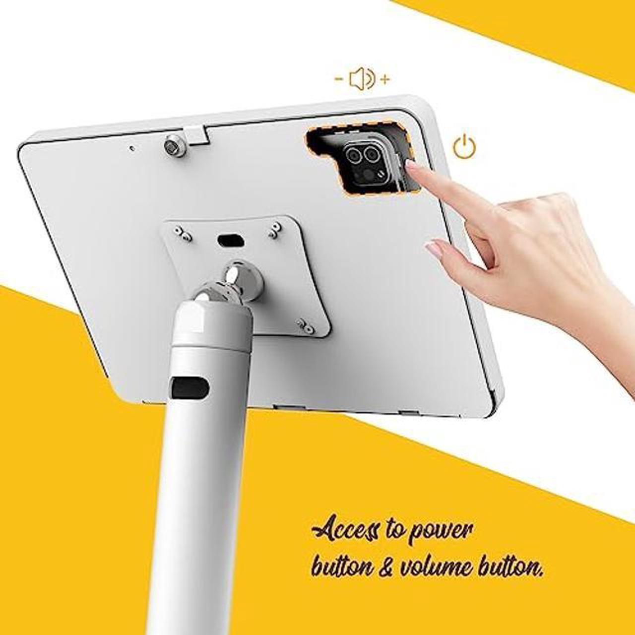 Alt view image 5 of 5 - Beelta iPad Kiosk Floor Stand - All Metal for 10.9 inch iPad 10th, Pro 11" 1 2 3 4, Air 4 5 Rotate Lockable BSF301WA