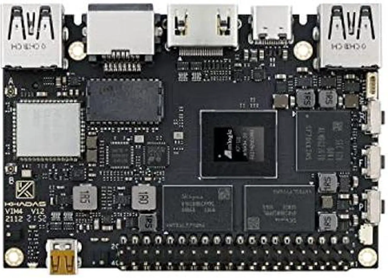 Alt view image 4 of 5 - Khadas Amlogic A311D2 Single Board Computer VIM4 with 3.2 Tops NPU with Active Cooling Kit Supports 4K UI and HDMI Input, 4 Display Interfaces, LAN WiFi 6&BT5.1, 8GB 64bit LPDDR4X 2016MHz
