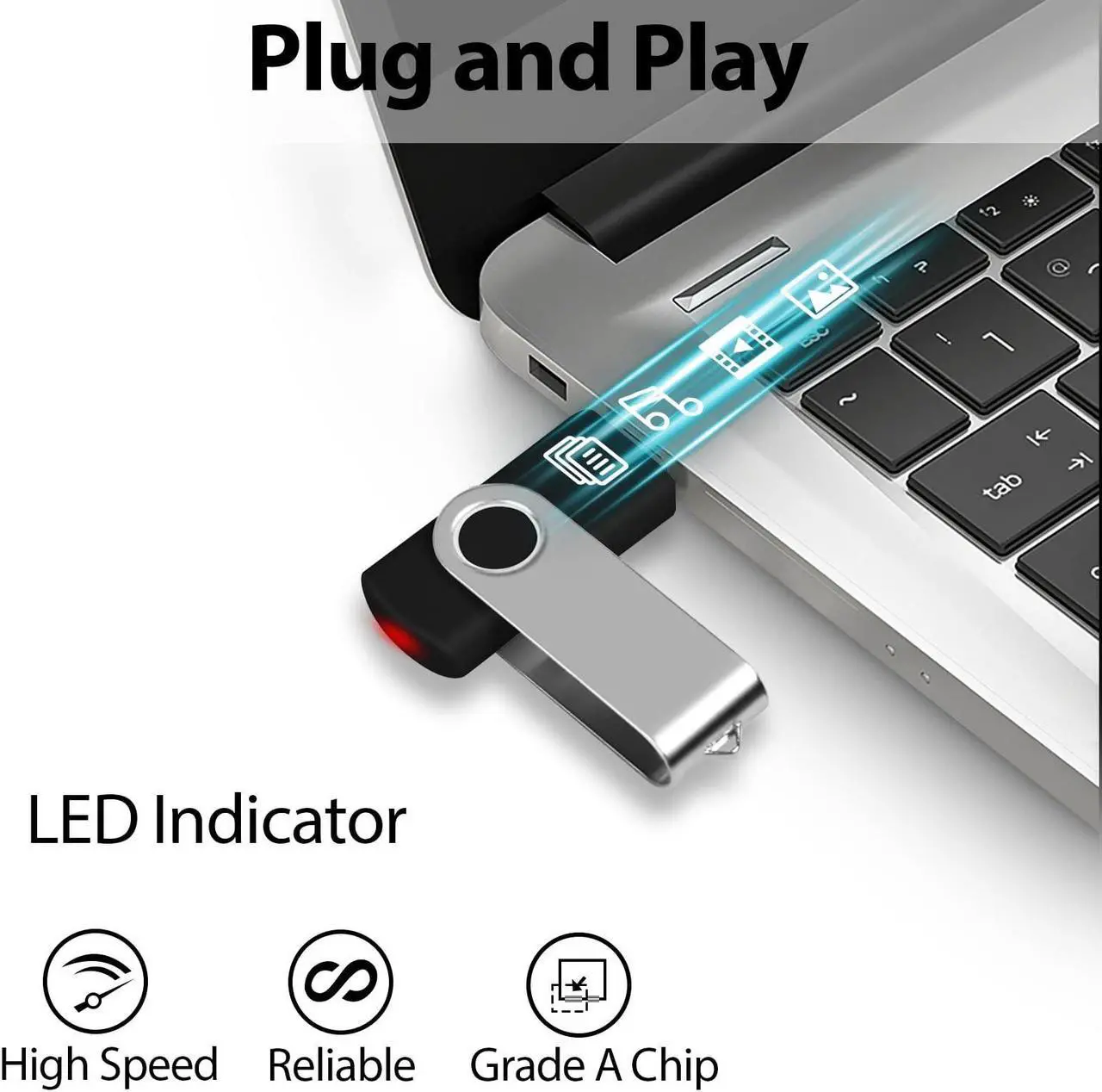Alt view image 3 of 5 - AreTop 16GB Flash Drives 100 Pack, USB 2.0 Swivel Thumb Drives Bulk Pendrive USB Memory Stick Jump Drive USB Drives 16GB 100 Pack Flash Drives Bulk (100 Pack 16GB,Black)