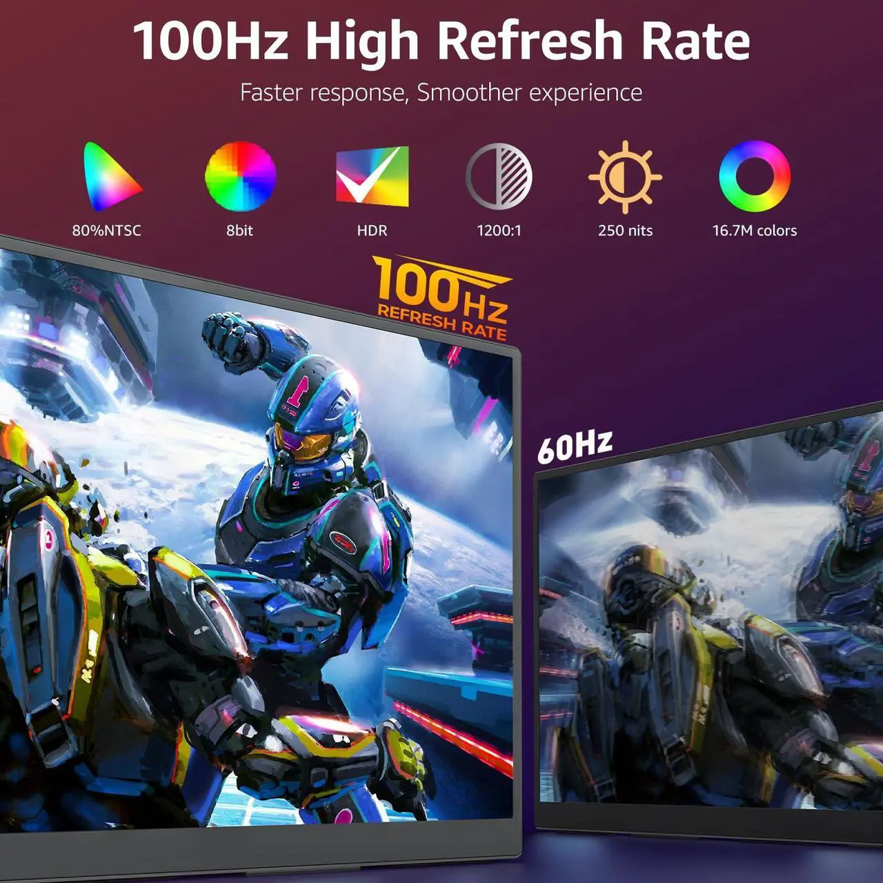 Alt view image 2 of 5 - VisionOwl Large Portable Monitor-18.5 Inch Computer Gaming Display 100Hz 120% sRGB FHD 1080P USB-C HDMI IPS Screen for Laptop MacBook Surface PC PS4/PS5 Xbox with Kickstand VESA Mountable Speakers