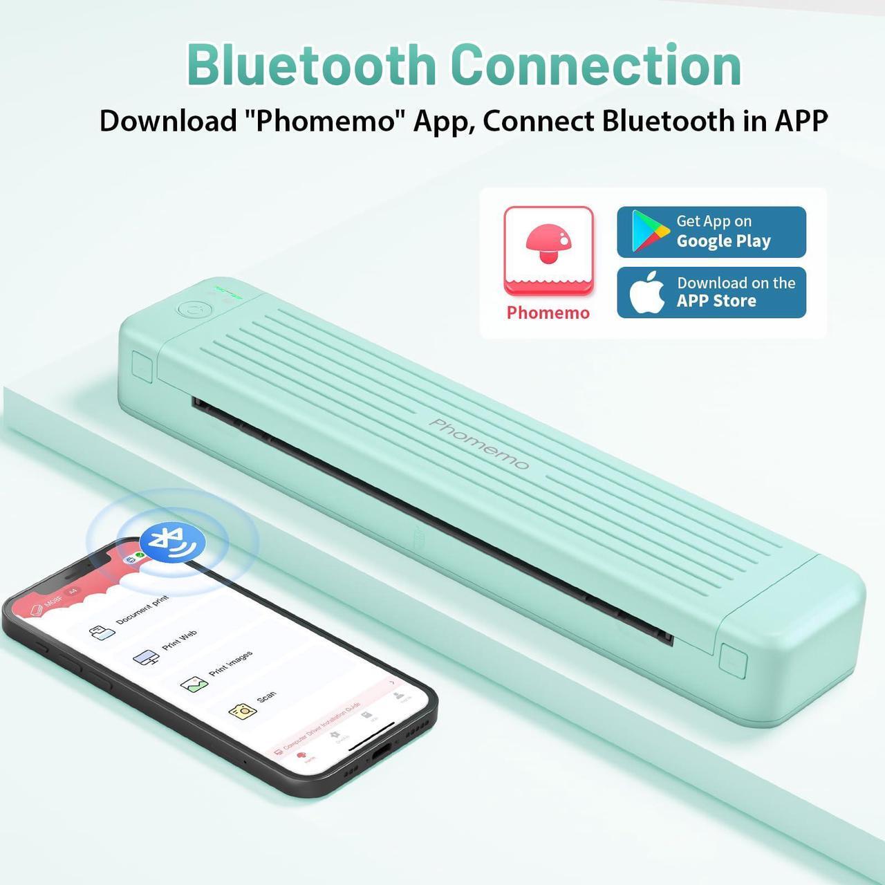 Alt view image 2 of 4 - Phomemo Portable Printers Wireless for Travel, P831 Bluetooth Thermal Transfer Printer Support 8.5" x 11" US Letter/A4/A5/B5 Copy Paper, 300DPI Inkless Mobile Printer for iPhone, Android & Laptop