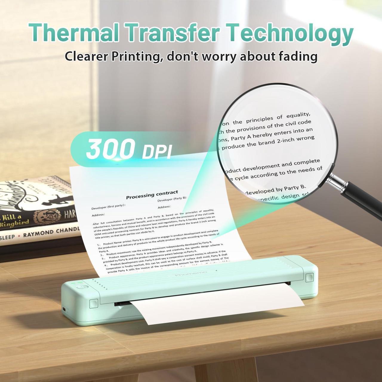 Alt view image 4 of 4 - Phomemo Portable Printers Wireless for Travel, P831 Bluetooth Thermal Transfer Printer Support 8.5" x 11" US Letter/A4/A5/B5 Copy Paper, 300DPI Inkless Mobile Printer for iPhone, Android & Laptop