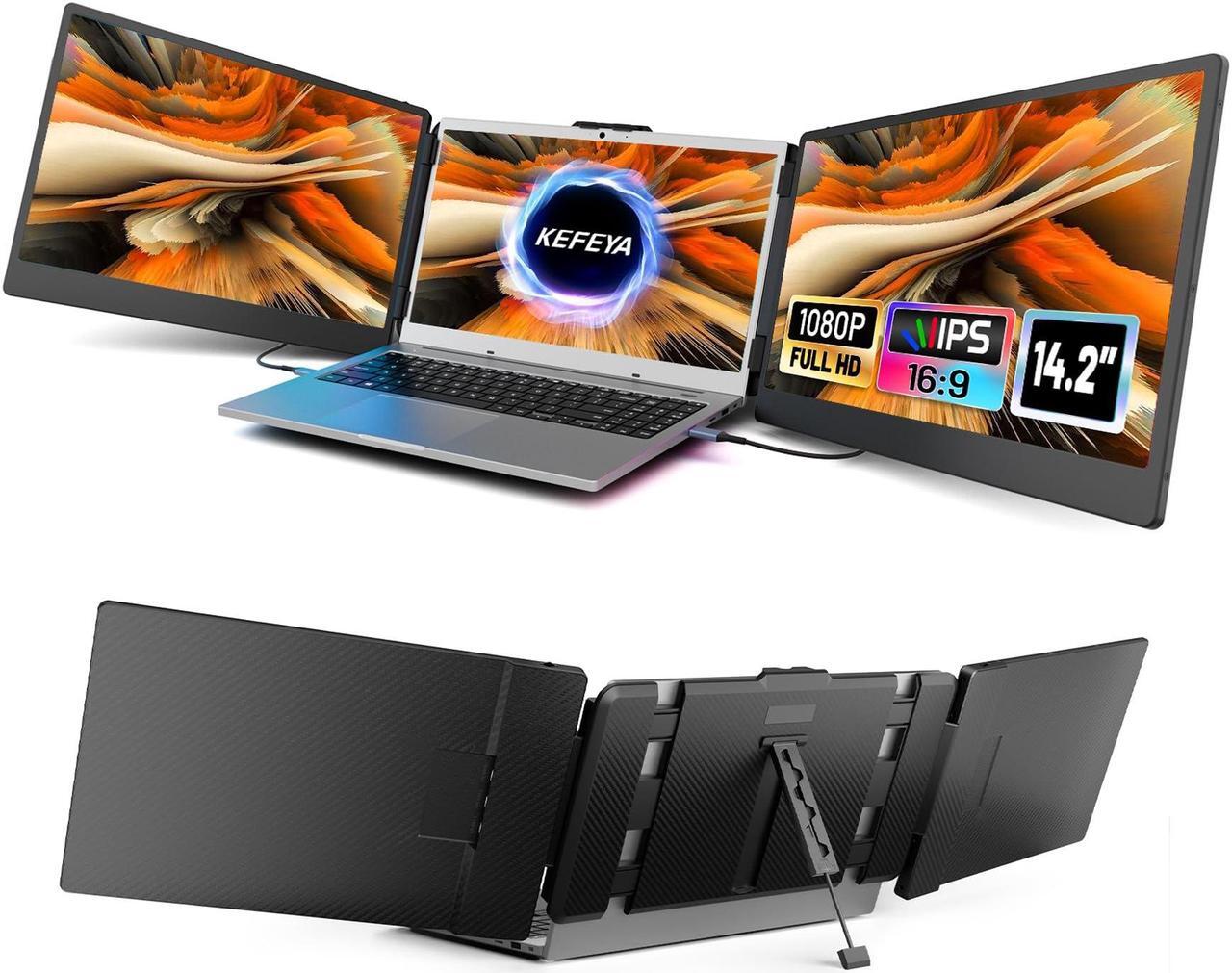 Main image of KEFEYA Laptop Screen Extender, 14.2" Portable Triple Monitor for Laptop with Full HD IPS Display, Laptop Extended Monitor Compatible with Mac, Windows, Chrome, Fits 13-17 Inch Laptops