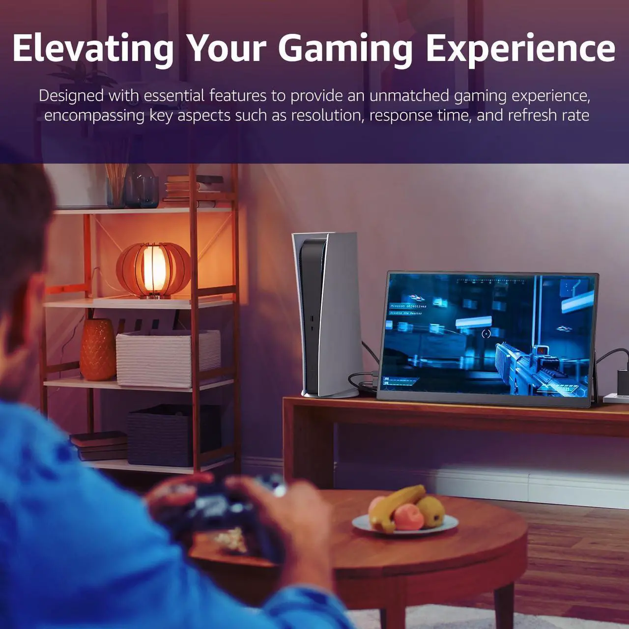 Alt view image 3 of 5 - VisionOwl Large Portable Monitor-18.5 Inch Computer Gaming Display 100Hz 120% sRGB FHD 1080P USB-C HDMI IPS Screen for Laptop MacBook Surface PC PS4/PS5 Xbox with Kickstand VESA Mountable Speakers