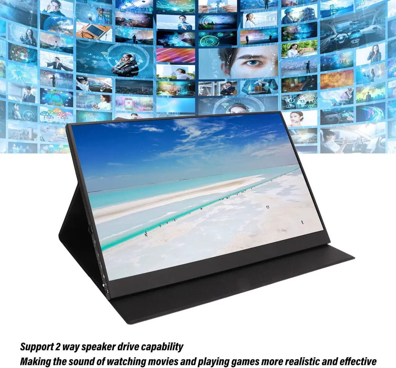 Alt view image 4 of 5 - Portable Monitor, 17.3Inch 2560x1440 2K FHD Laptop Monitor Type C HDMI Computer Display IPS Gaming Monitor with 2 Way Speaker for PS4, PS3, Switch, etc