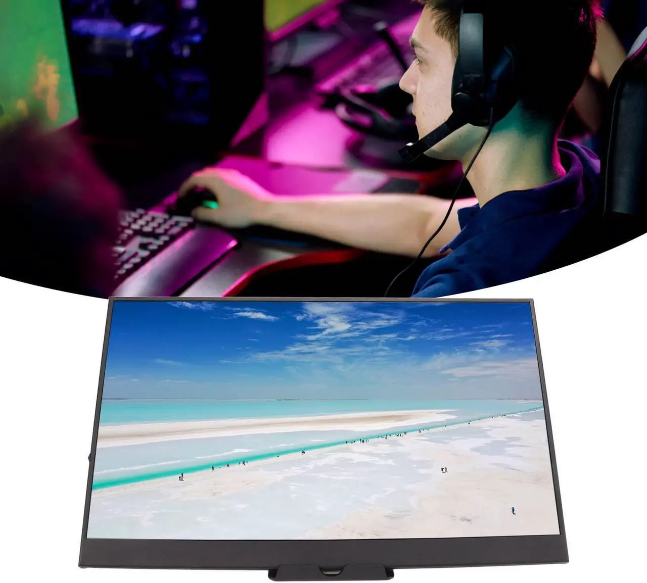 Alt view image 5 of 5 - Portable Monitor, 17.3Inch 2560x1440 2K FHD Laptop Monitor Type C HDMI Computer Display IPS Gaming Monitor with 2 Way Speaker for PS4, PS3, Switch, etc