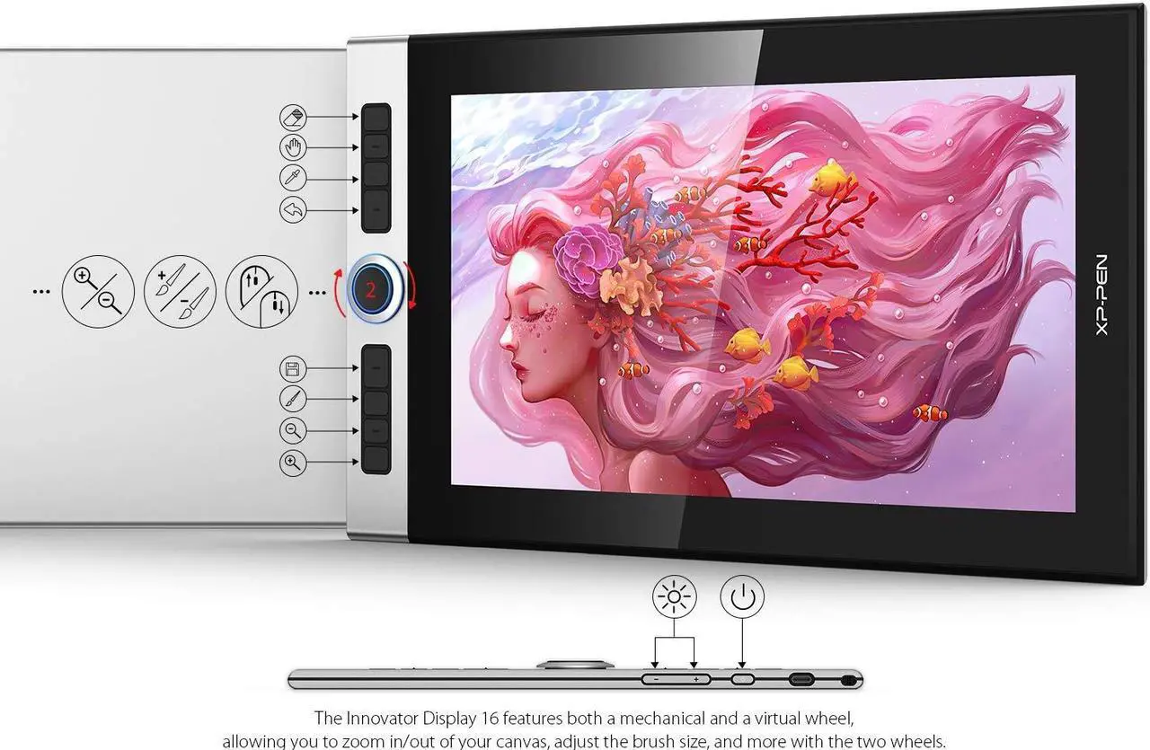 Alt view image 3 of 5 - XP-PEN Innovator 16 Graphics Drawing Tablet with Screen Full-Laminated Drawing Monitor with Tilt Battery-Free Pen & 8 Shortcut Keys & XP-Pen Travel Cable Case