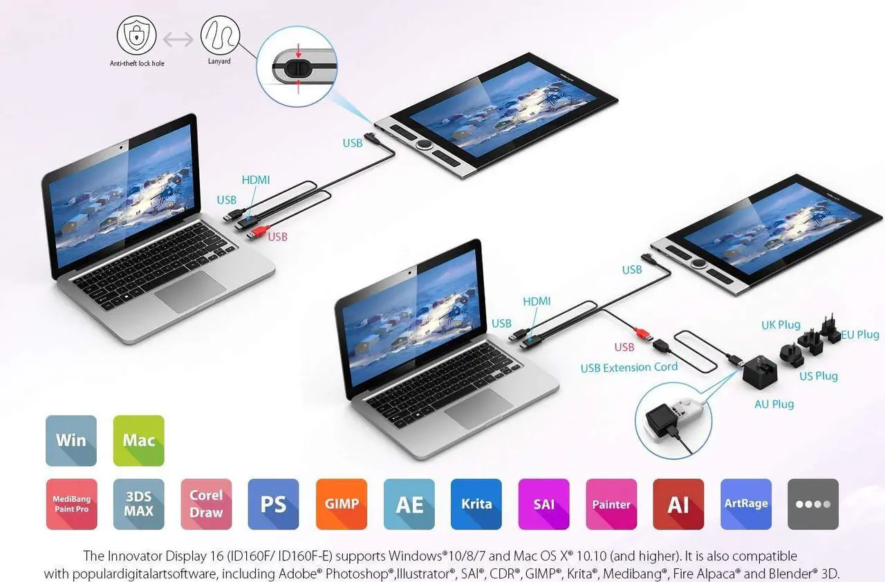 Alt view image 5 of 5 - XP-PEN Innovator 16 Graphics Drawing Tablet with Screen Full-Laminated Drawing Monitor with Tilt Battery-Free Pen & 8 Shortcut Keys & XP-Pen Travel Cable Case