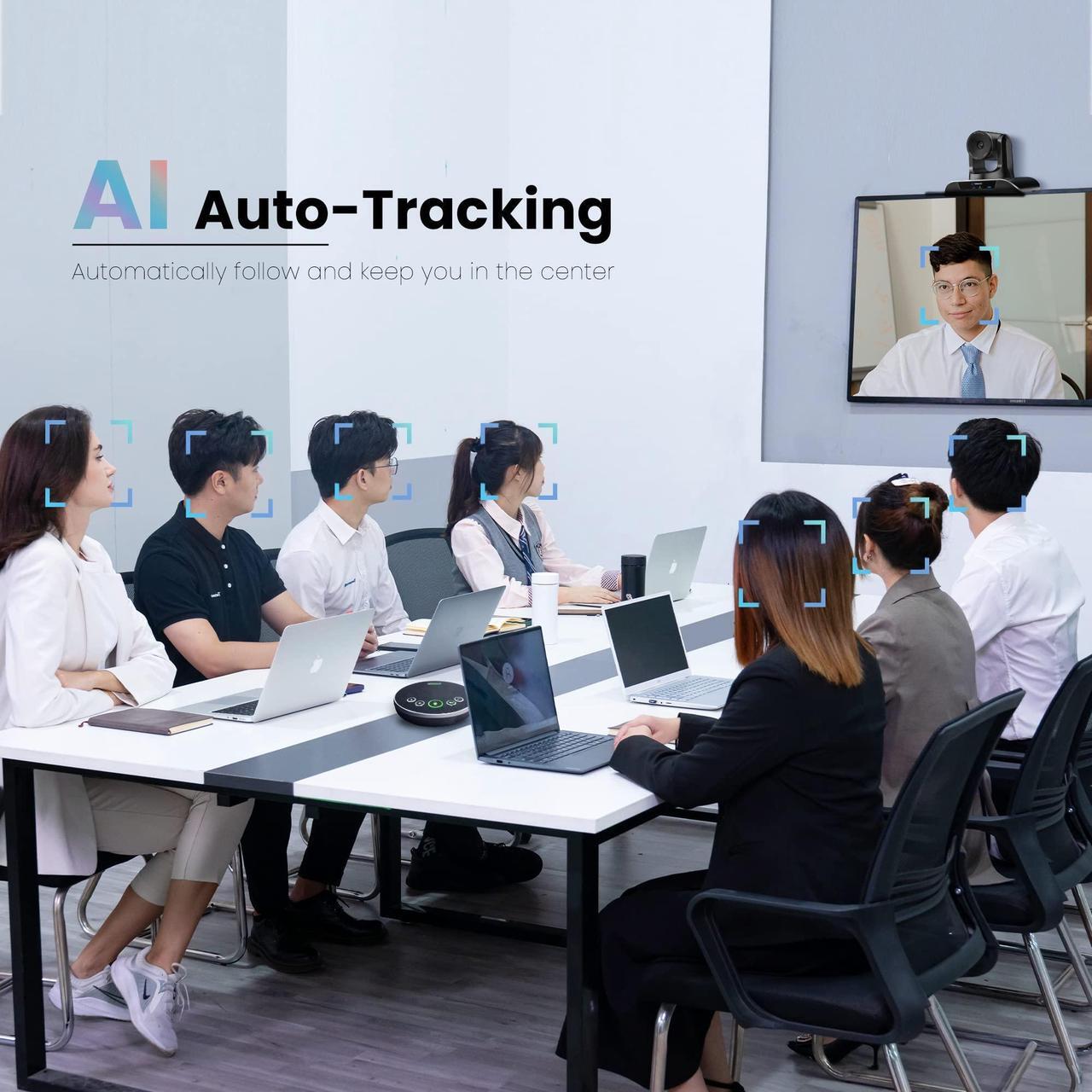 Alt view image 4 of 5 - TONGVEO 4K Conference Room Camera System, AI Auto-Tracking PTZ Camera 5X Digital Zoom with Wireless Bluetooth Speakerphone Set USB 124-Degree Wide-Angle for Zoom Skype Teams OBS and More
