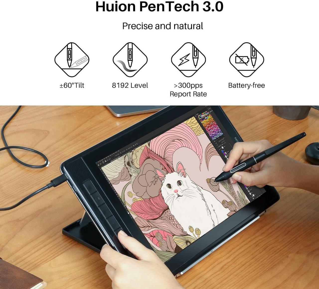 Alt view image 5 of 5 - HUION Kamvas Pro 13 2.5K QHD Graphics Monitor Drawing Tablet with Screen QLED Full Lamination 145% sRGB Battery-Free Stylus for Windows PC, Mac, Android, 13.3inch Pen Display with Mini Keydial K20