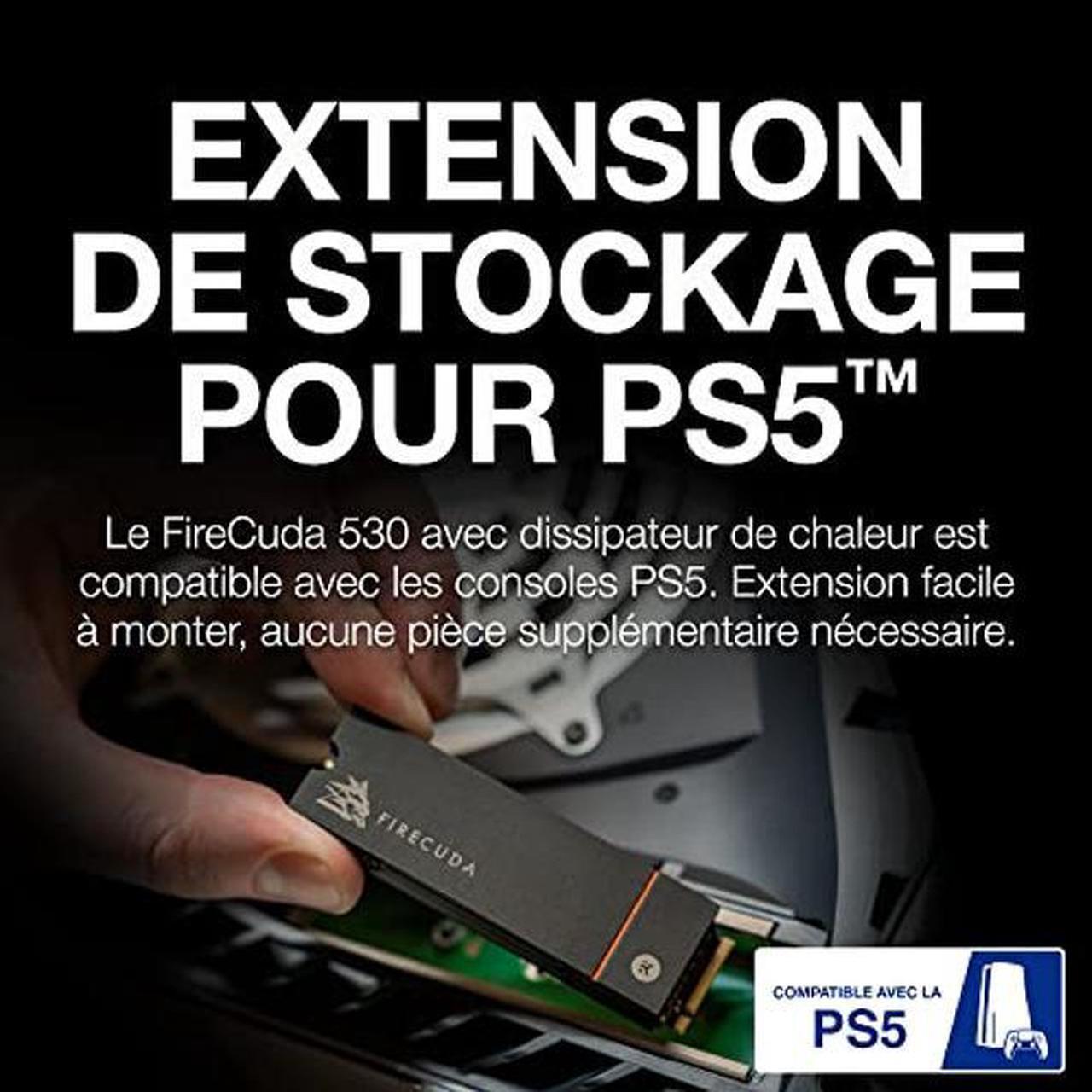 Alt view image 3 of 5 - Seagate FireCuda 530 500GB Solid State Drive - M.2 PCIe Gen4 x4 NVMe 1.4, PS5 Internal SSD, speeds up to 7300MB/s, 3D TLC NAND, 640 TBW, 1.8M MTBF, Heatsink, Rescue Services (ZP500GM3A023)