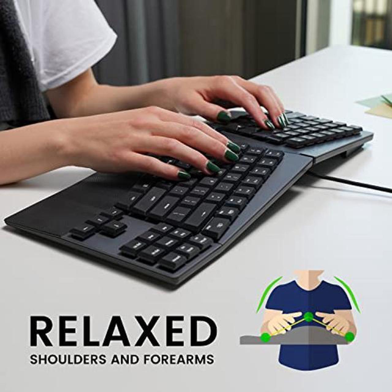 Alt view image 3 of 4 - Perixx PERIBOARD-335BR Wired Ergonomic Mechanical Compact Keyboard - Low-Profile Brown Tactile Switches - Programmable Feature with Macro Keys - Compatible with Windows and Mac OS X - US English