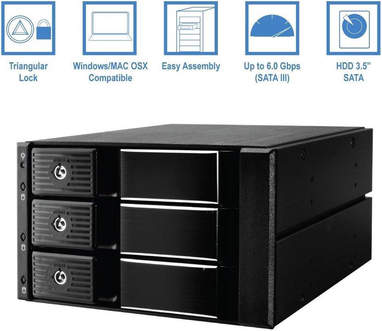 Alt view image 5 of 5 - Kingwin Hard Drive Enclosure for Computer PC Case Internal 3 Bay Hot Swap for 3.5" HDD SSD, SATA Backplane Aluminum Trayless Mobile Rack, Support SATA I/II/III & SAS I/II 6 Gbps Performance