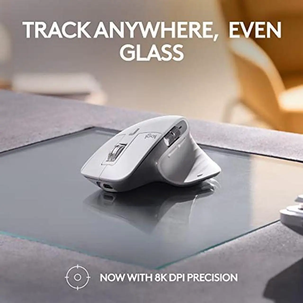 Alt view image 3 of 5 - Logitech MX Master 3S for Mac Wireless Bluetooth Mouse, Ultra-Fast Scrolling, Ergo, 8K DPI, Quiet Clicks, Track on Glass, USB-C, Apple, iPad - Pale Grey - With Free Adobe Creative Cloud Subscription