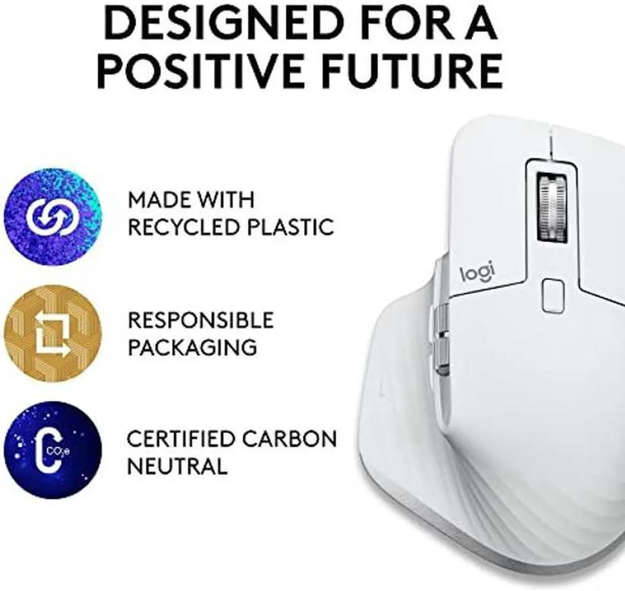 Alt view image 5 of 5 - Logitech MX Master 3S for Mac Wireless Bluetooth Mouse, Ultra-Fast Scrolling, Ergo, 8K DPI, Quiet Clicks, Track on Glass, USB-C, Apple, iPad - Pale Grey - With Free Adobe Creative Cloud Subscription
