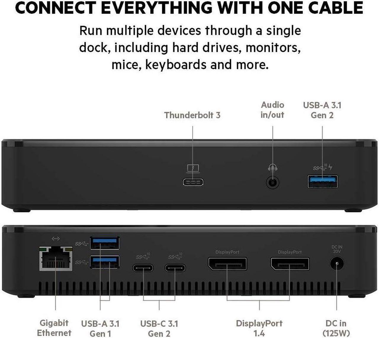 Alt view image 3 of 4 - Belkin Thunderbolt 3 Dock Plus Thunderbolt 3 Cable - USB-C Hub - 8-In-1 Docking Station for MacOS & Windows, Dual 4K @60Hz, 40Gbps Transfer Speed, 60W Upstream Charging, w/ Ethernet & Audio Ports