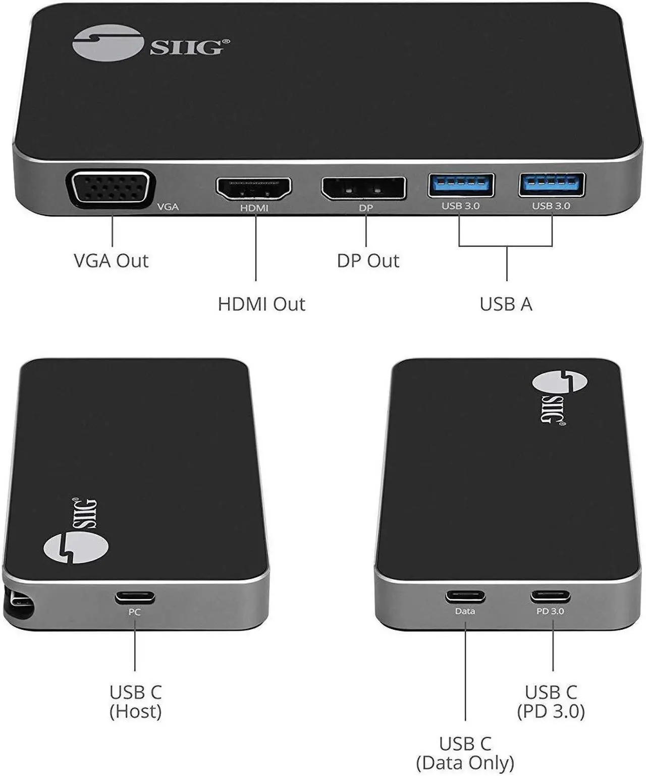 Alt view image 4 of 5 - SIIG 4K USB-C MST Laptop Docking Station Thunderbolt 3 Compatible with 100W PD Supports Windows & Chromebooks, Mac M1/M2/M3 Pro/Max for Single Extend Video Output only
