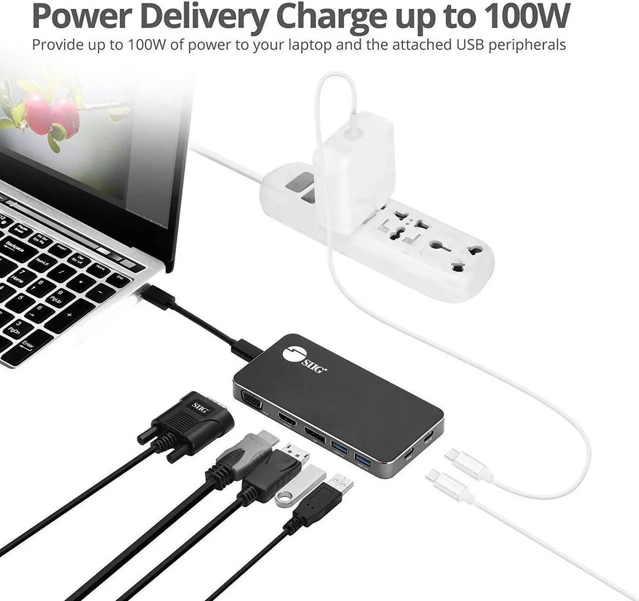 Alt view image 5 of 5 - SIIG 4K USB-C MST Laptop Docking Station Thunderbolt 3 Compatible with 100W PD Supports Windows & Chromebooks, Mac M1/M2/M3 Pro/Max for Single Extend Video Output only