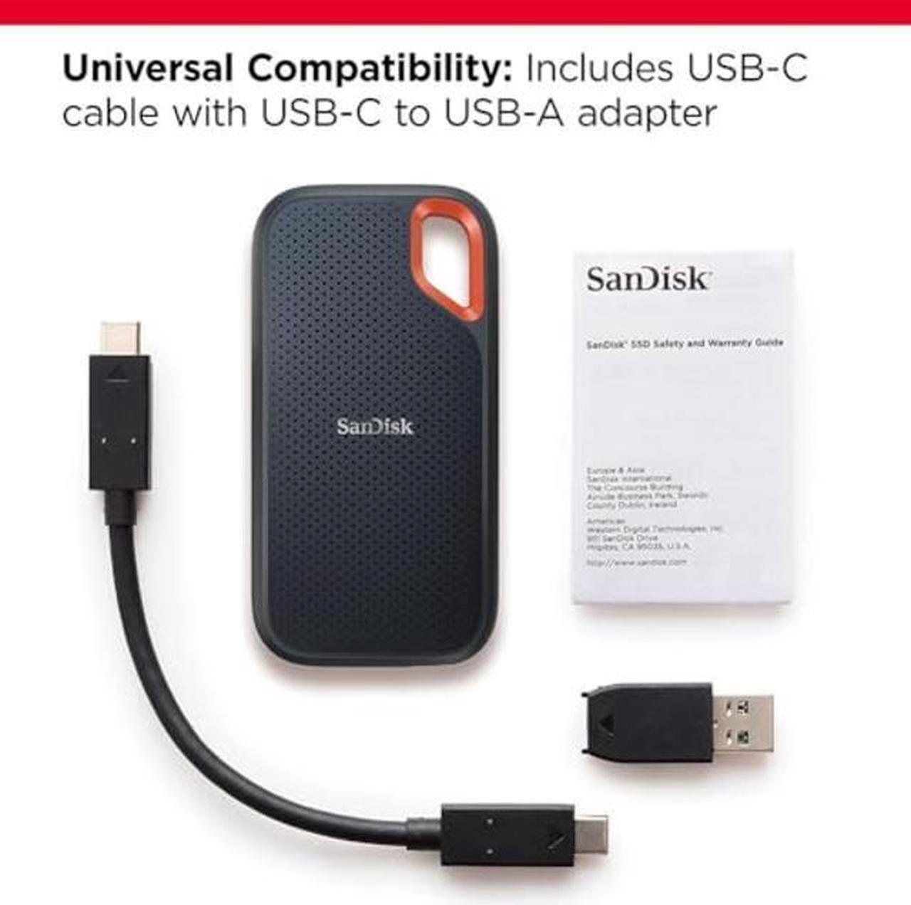Alt view image 3 of 5 - SanDisk 1TB Extreme Portable SSD - Up to 1050MB/s, USB-C, USB 3.2 Gen 2, IP65 Water and Dust Resistance, Updated Firmware - External Solid State Drive - SDSSDE61-1T00-G25