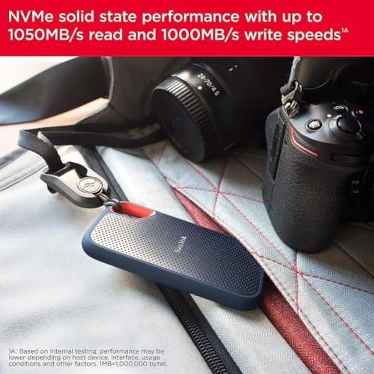Alt view image 4 of 5 - SanDisk 1TB Extreme Portable SSD - Up to 1050MB/s, USB-C, USB 3.2 Gen 2, IP65 Water and Dust Resistance, Updated Firmware - External Solid State Drive - SDSSDE61-1T00-G25