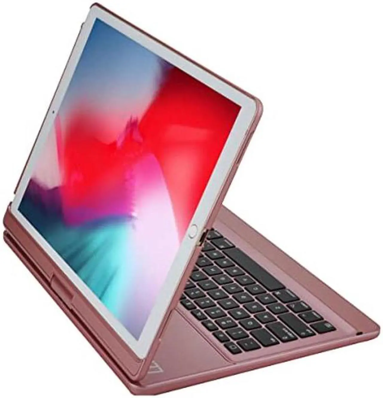 Alt view image 4 of 5 - LENRICH iPad pro 12.9 Keyboard case 2017 2nd 2015 1st Generation,360 Rotatable Wireless Keyboard Smart Folio 180 Swivel Stand Hard Shell Cover Auto Sleep/Wake up Rose Gold