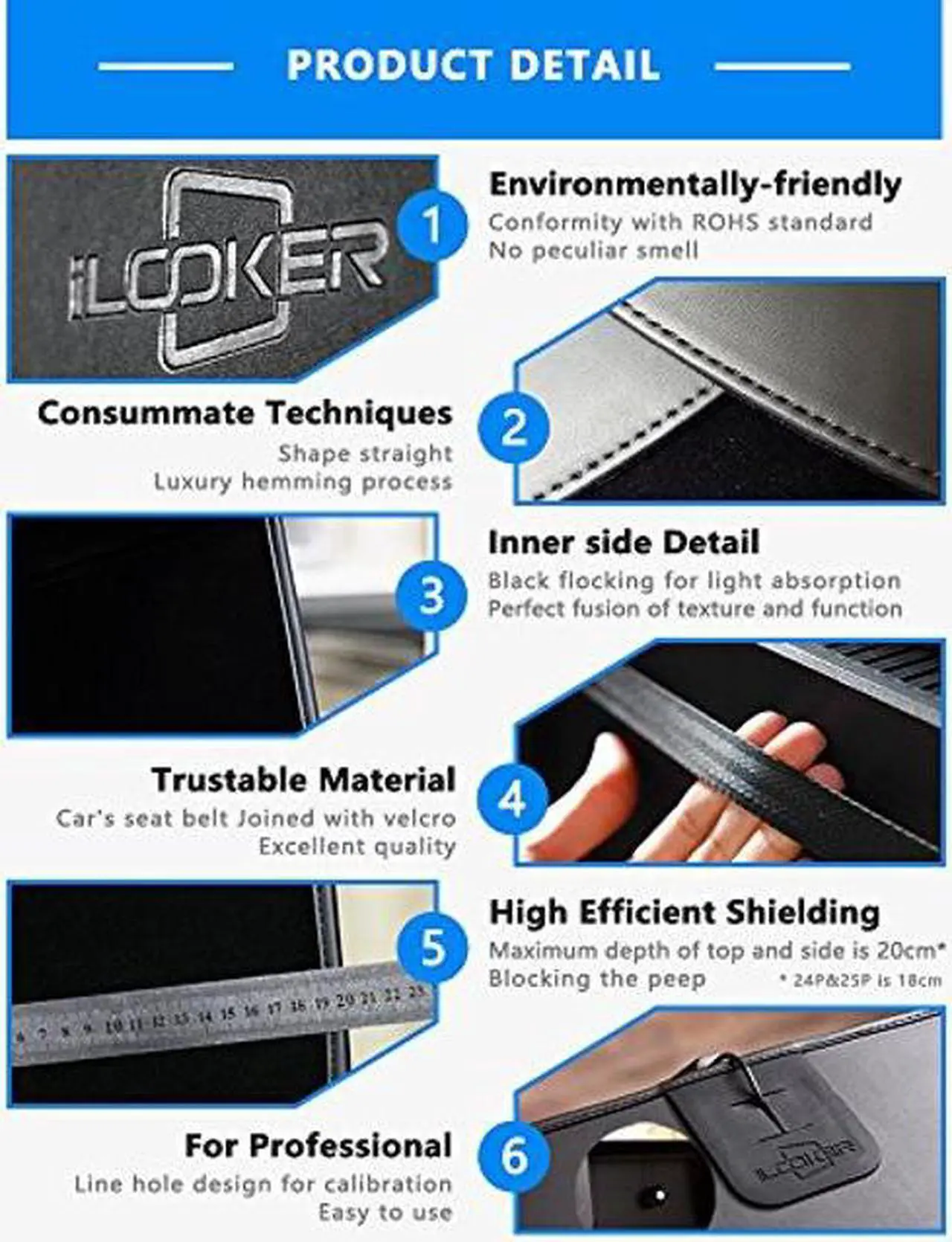 Alt view image 5 of 5 - iLooker-25P 25&24 inch Thick Frame LCD LED Video Monitor Hood Sunshade Sunhood for Dell HP Viewsonic Philips Samsung LG EIZO NEC ASUS ACER BENQ AOC Lenovo iMac Fits Monitor Frame Width 565-580mm