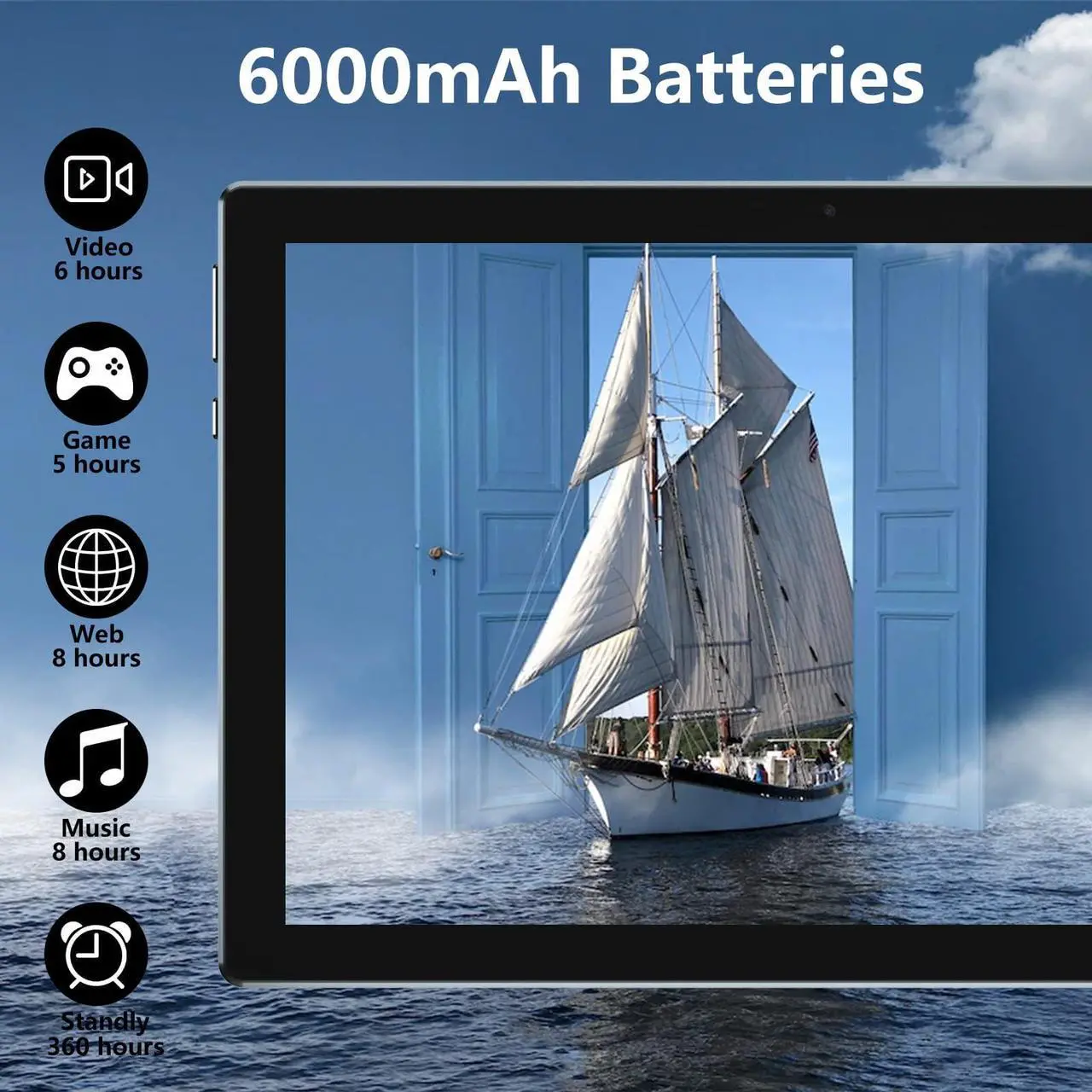 Alt view image 3 of 4 - Android Tablet 2 in 1 Tablets 10 Inch, Tablet with Keyboard Mouse Case Protective Film Stylus Android 11.0 Tableta Computer Set 10.1" Tab 64GB+4GB 8MP Dual Camera 6000mAh Battery WIFI Game Tableta PC