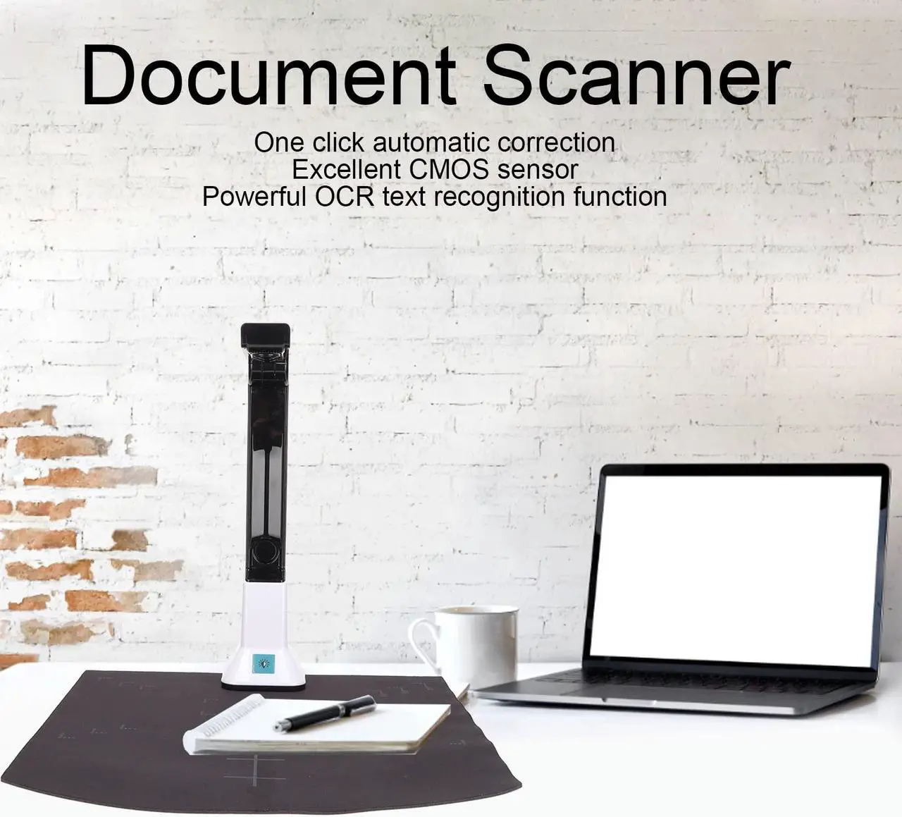 Alt view image 2 of 5 - Professional Document Scanner, 8 Million Pixels HD Book&Document Camera Scanner with Automatic Correction, A4 Auto Focusing Foldable Portable USB Document Camera, Smart OCR for Windows