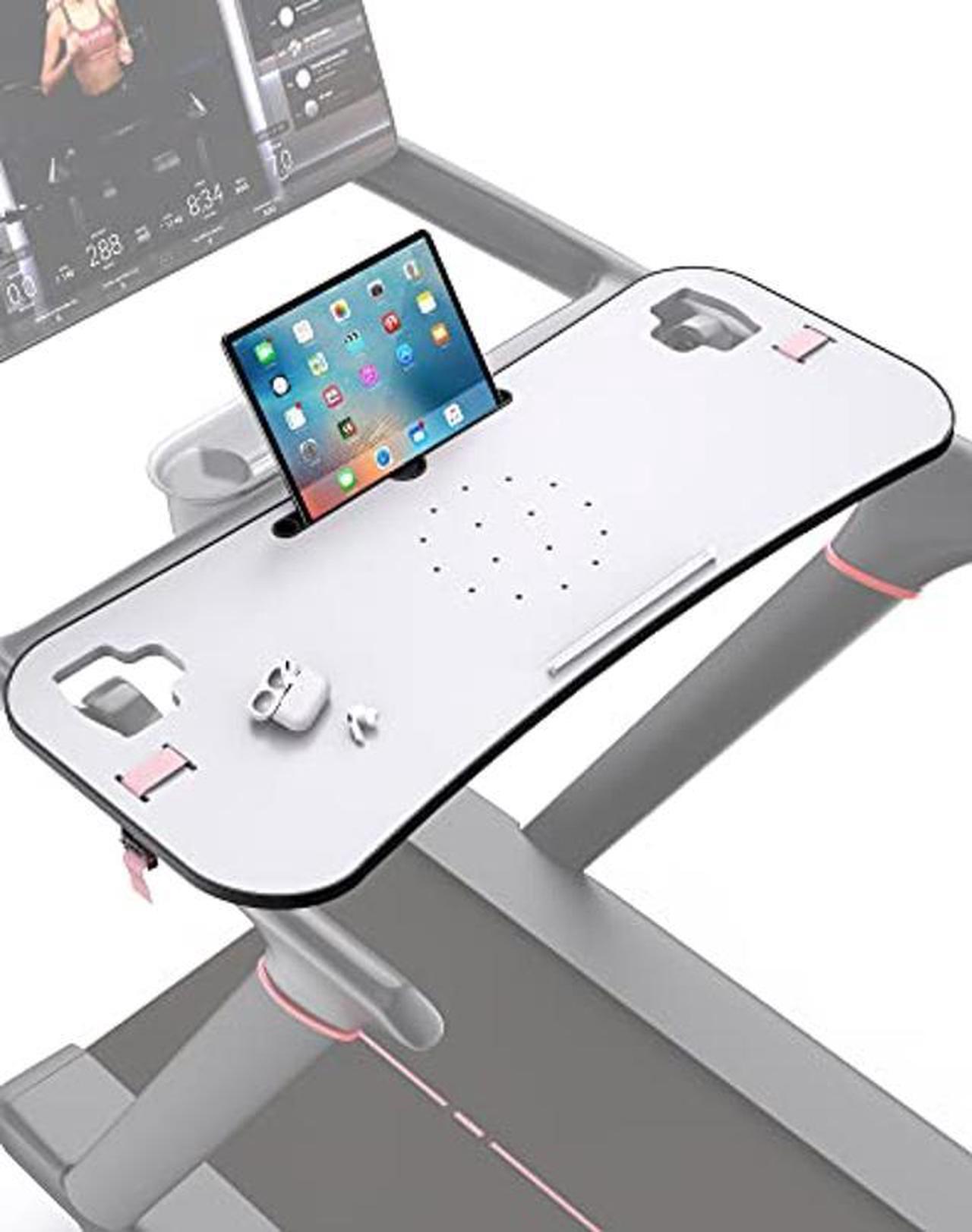Alt view image 4 of 5 - Qsxou Treadmill Desk Attachment,Peleton Tread Tray Accessories Laptop Stand with Tablet Holder and Edge Protector,Treadmill Workstation for Home/Office