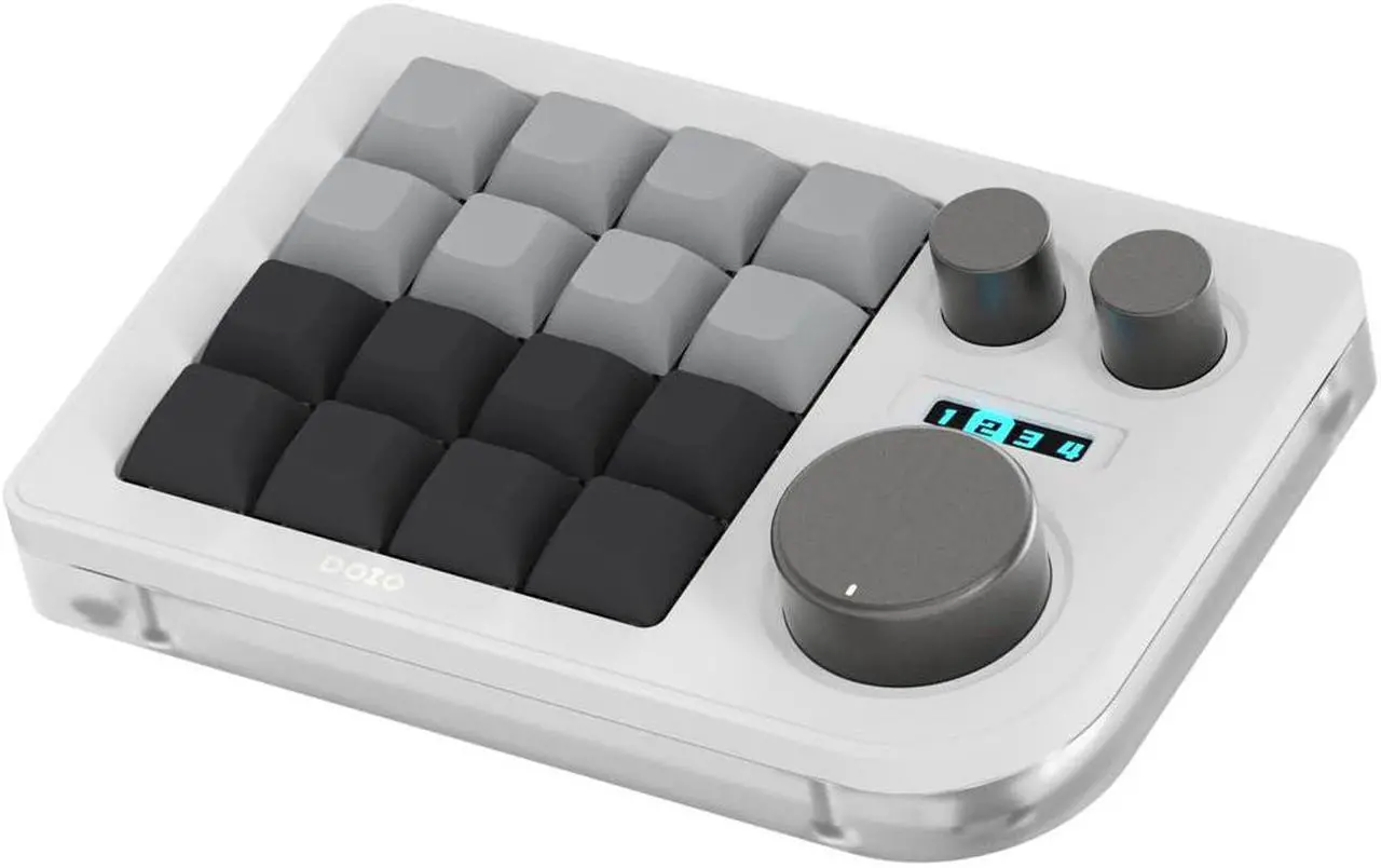 Main image of KEEBMONKEY Megalodon Triple Knob Macro Pad Programmable Designer Mini Keyboard 16 Keys (White)