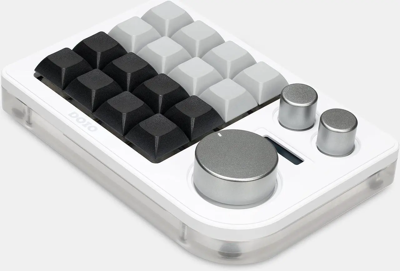 Alt view image 2 of 5 - KEEBMONKEY Megalodon Triple Knob Macro Pad Programmable Designer Mini Keyboard 16 Keys (White)