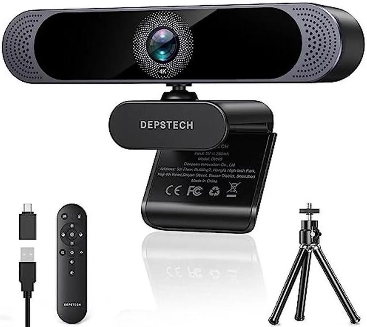 Main image of DEPSTECH 4K Webcam, Ultra HD 1/2.55'' Sony Sensor, 3X Digital Zoom, Dual Noise-Canceling Microphones, Remote Control, Auto Focus, Streaming Webcam for PC, Mac, Laptop, Video Call, Zoom, Skype, Teams