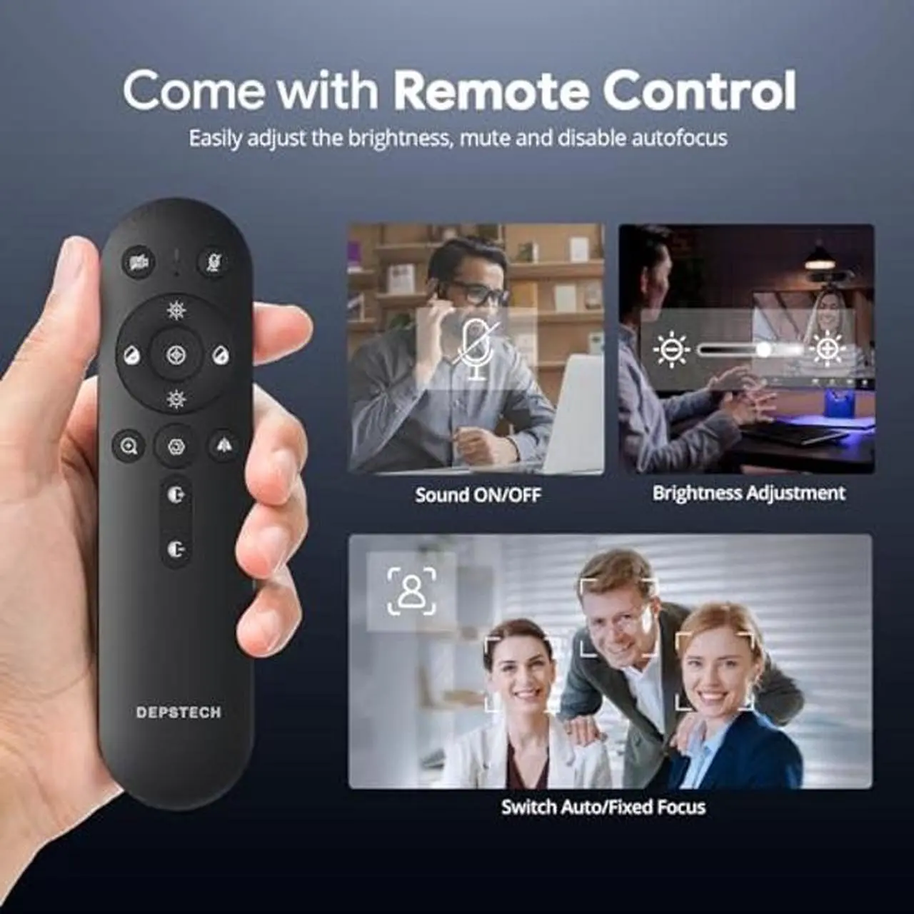Alt view image 5 of 5 - DEPSTECH 4K Webcam, Ultra HD 1/2.55'' Sony Sensor, 3X Digital Zoom, Dual Noise-Canceling Microphones, Remote Control, Auto Focus, Streaming Webcam for PC, Mac, Laptop, Video Call, Zoom, Skype, Teams