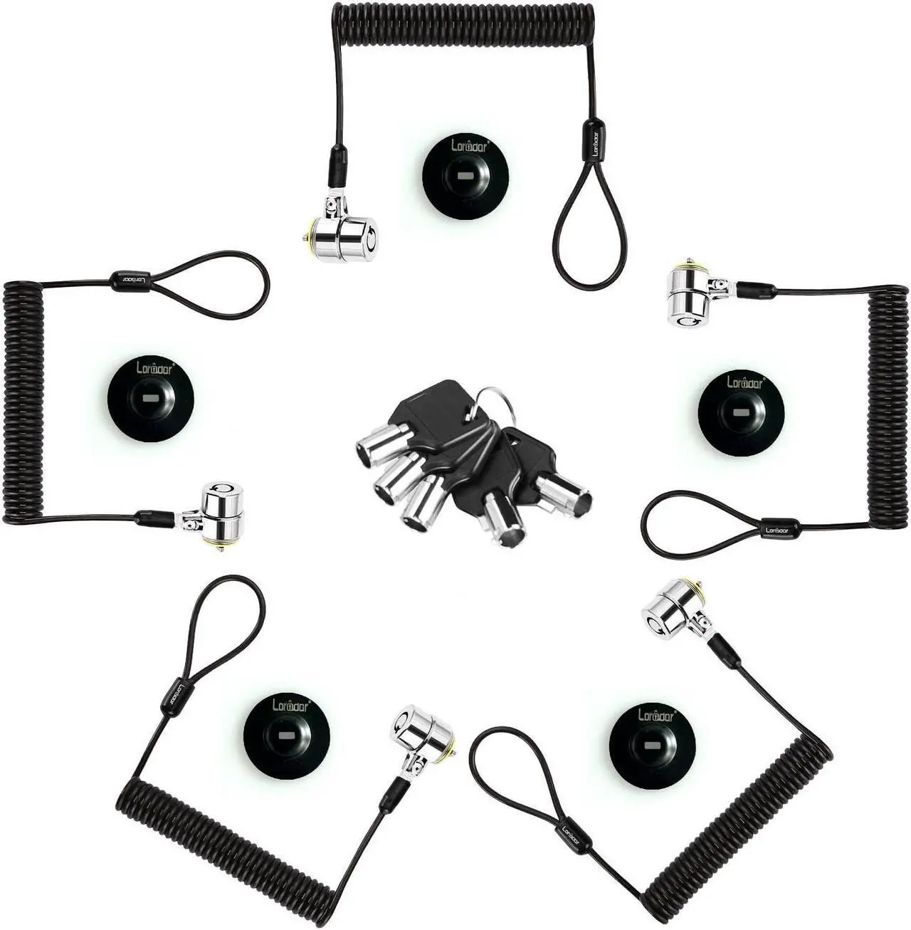 Main image of LORADAR Security Retractable Cable Lock Portable Keyed Laptop Lock 3 Keys 8Ft for Monitors, Laptops, MacBooks, Tablets, iPad,Mac Mini,(5 Pack Keyed Alike)