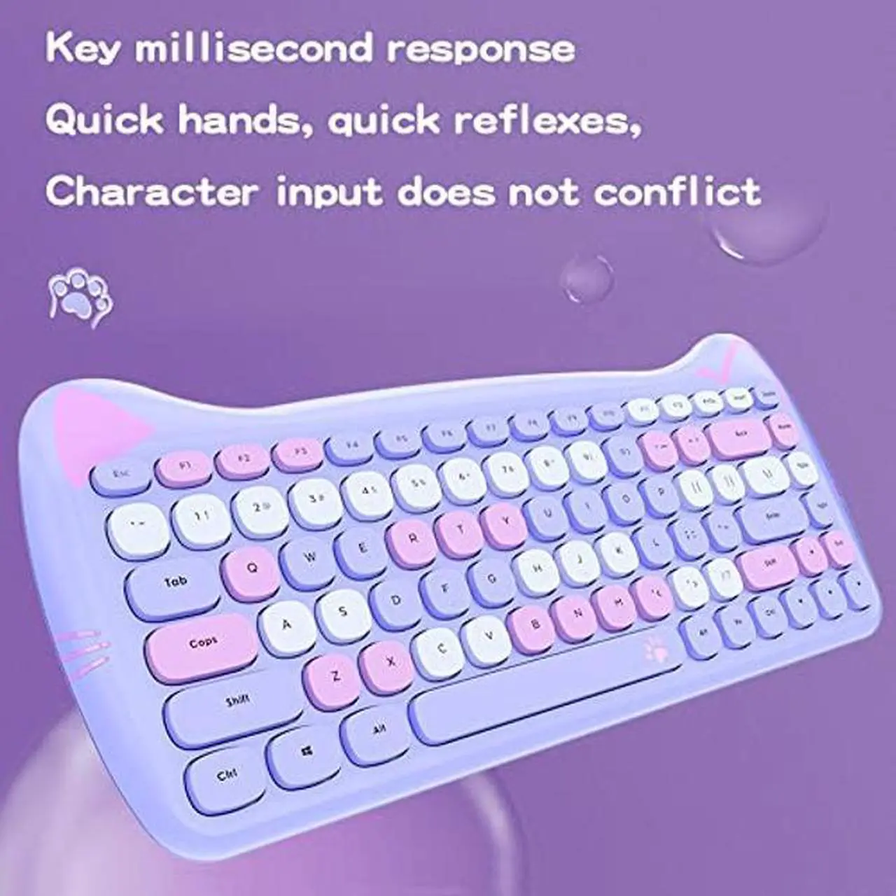 Alt view image 3 of 5 - Attoe Wireless Mouse and Keyboard, Cute Cat Keyboard Mouse Combo for Girl Gift,2.4G Cordless Computer Mice with USB Receiver for