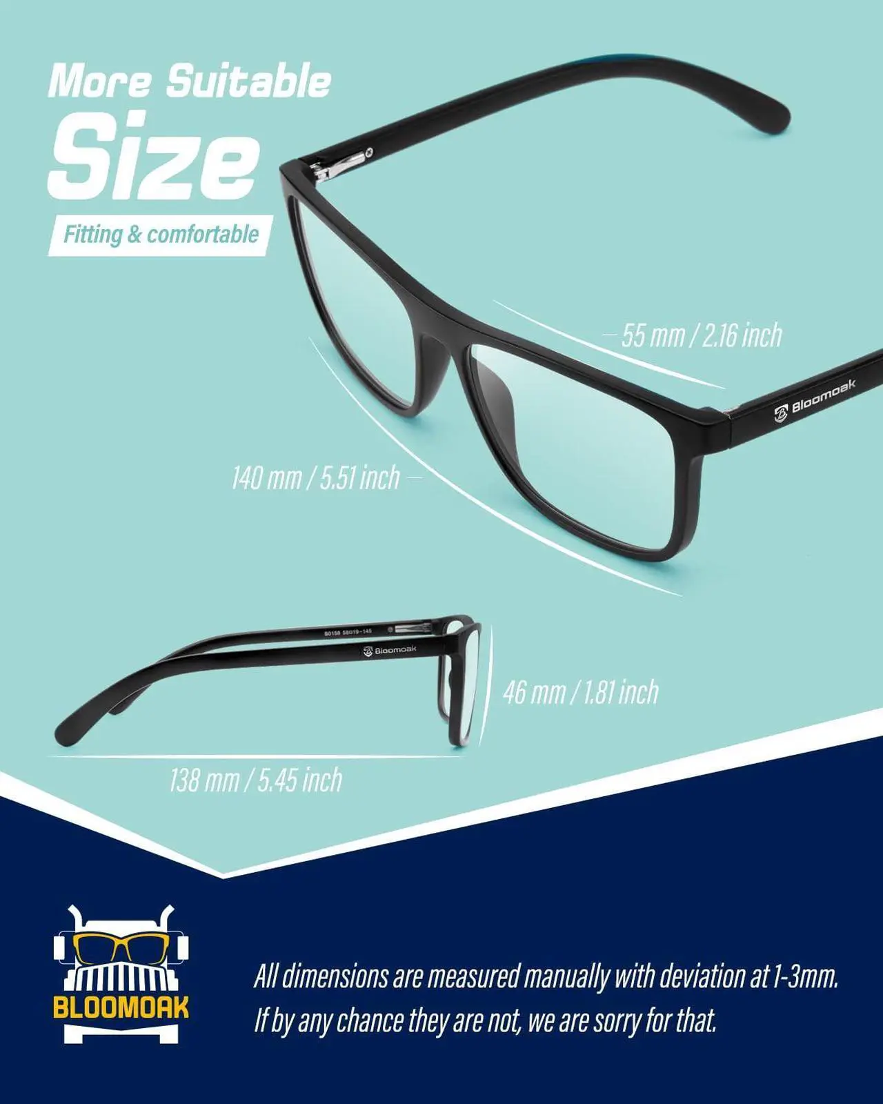 Alt view image 5 of 5 - Bloomoak Clear Night Driving Glasses, Non-Tinted Night Vision Glasses with Anti Reflective Coating
